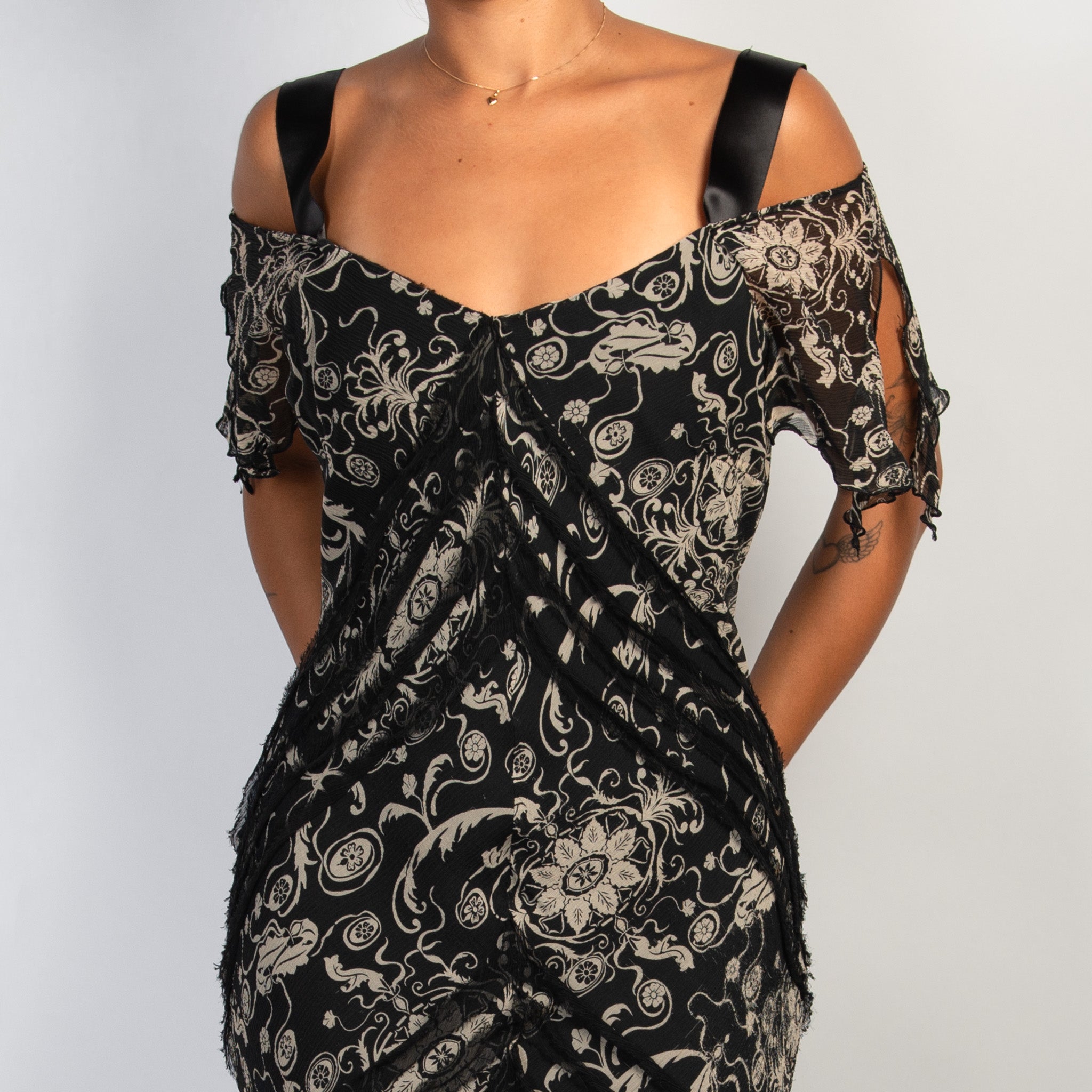 SILK PATTERN MIDI DRESS