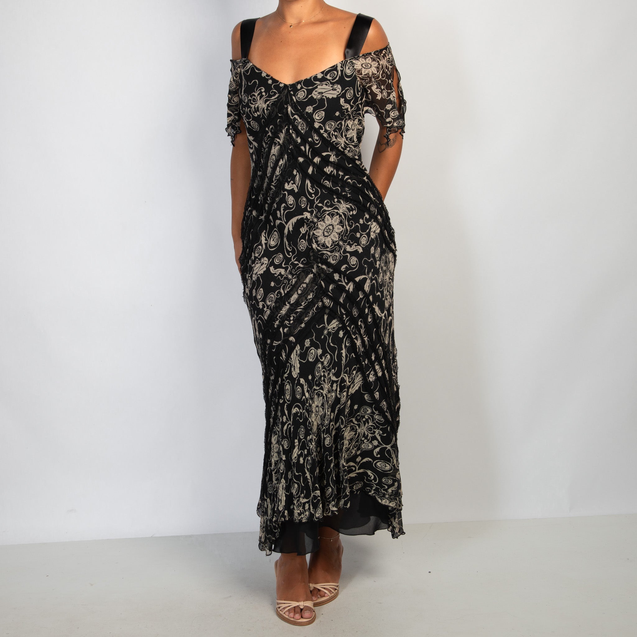 SILK PATTERN MIDI DRESS