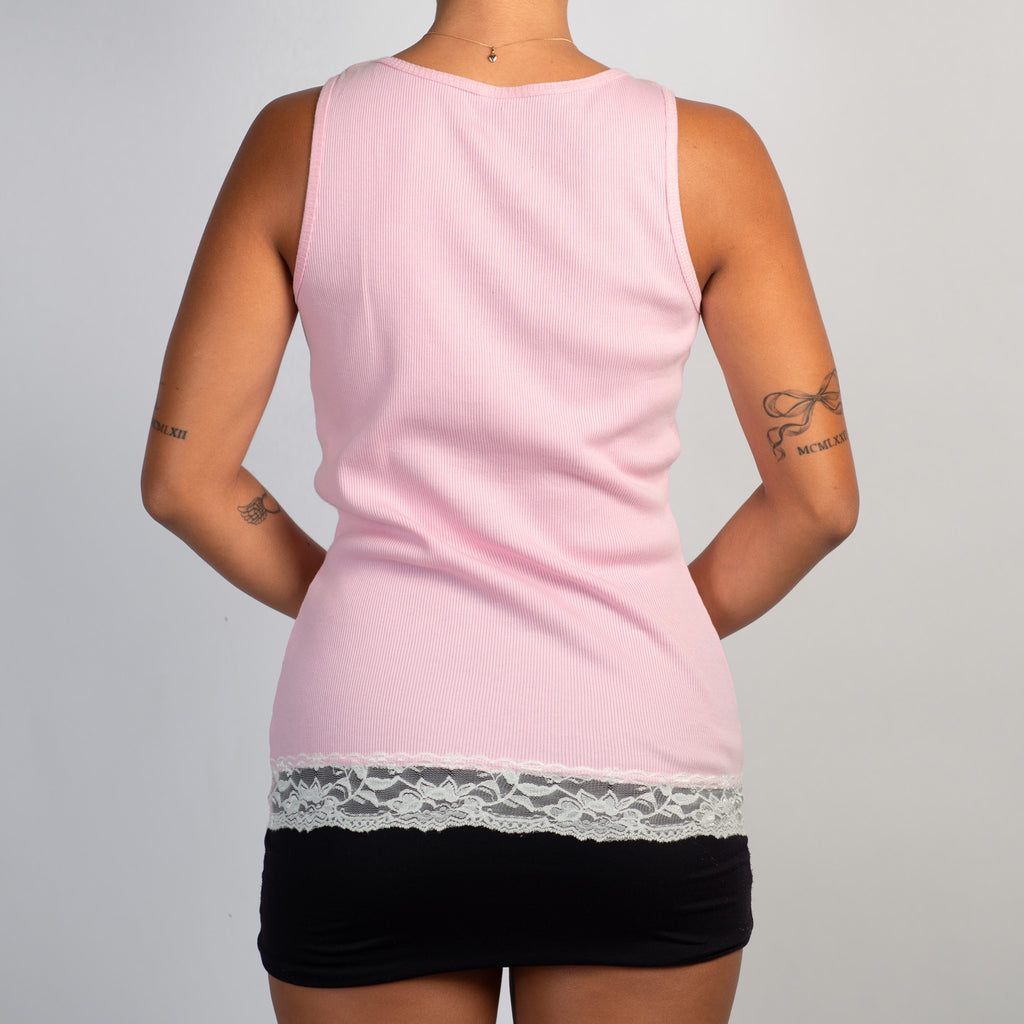 PINK LACE TRIM TANK TOP