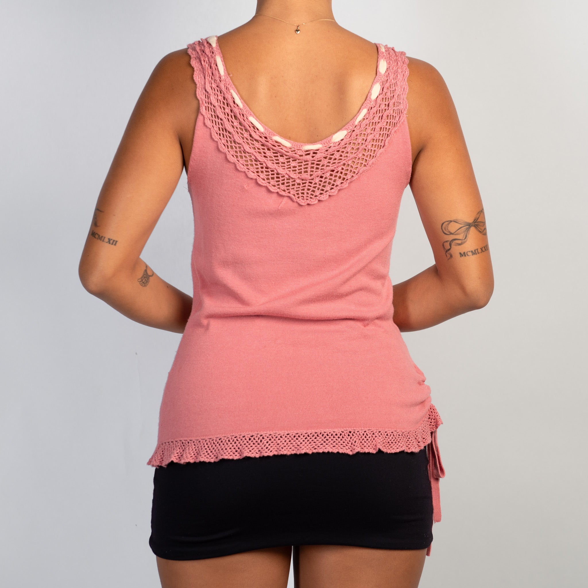 PINK CROCHET TRIM TOP