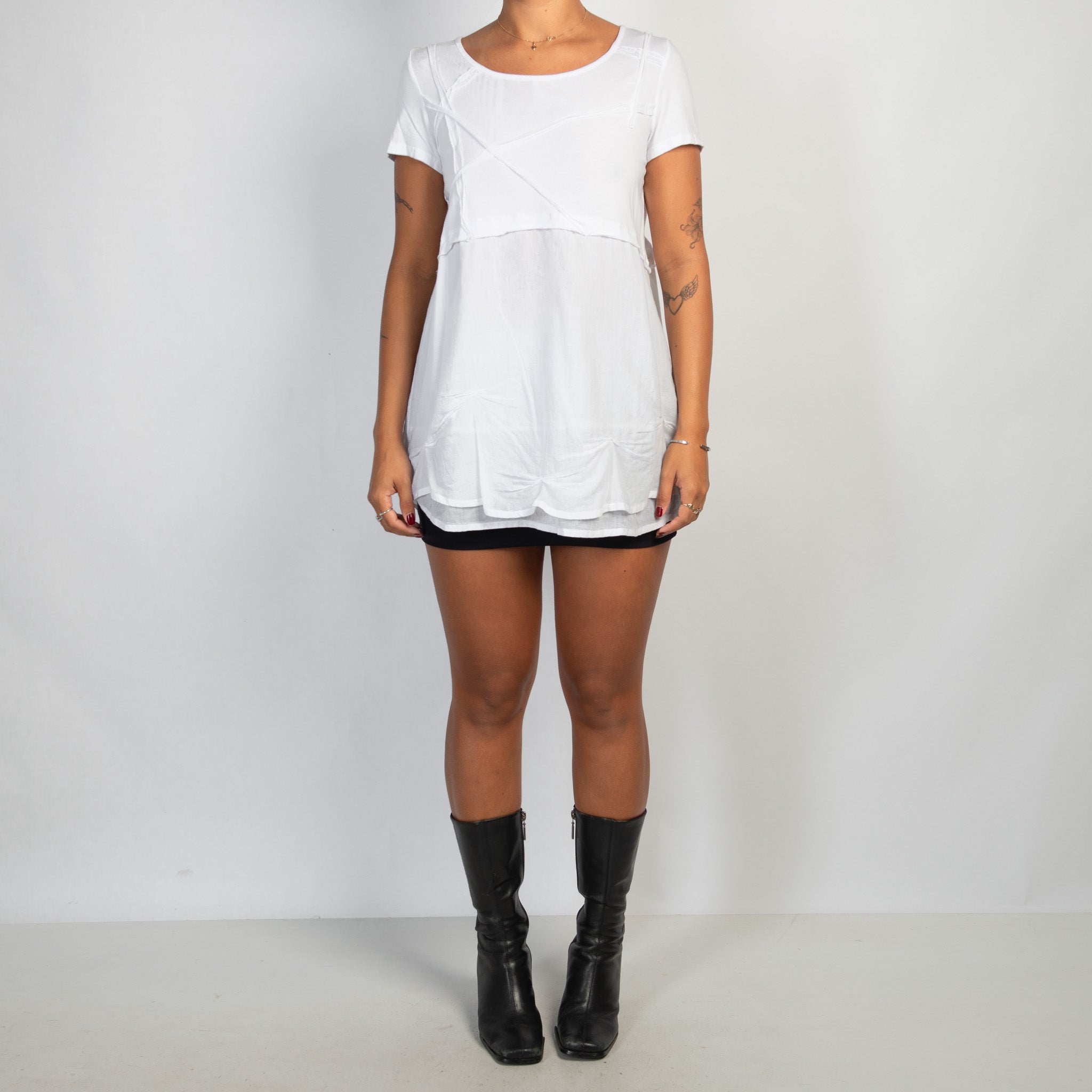 WHITE TEXTURED TUNIC