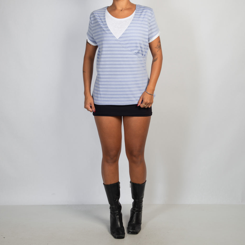 LILAC STRIPE LAYERED TEE
