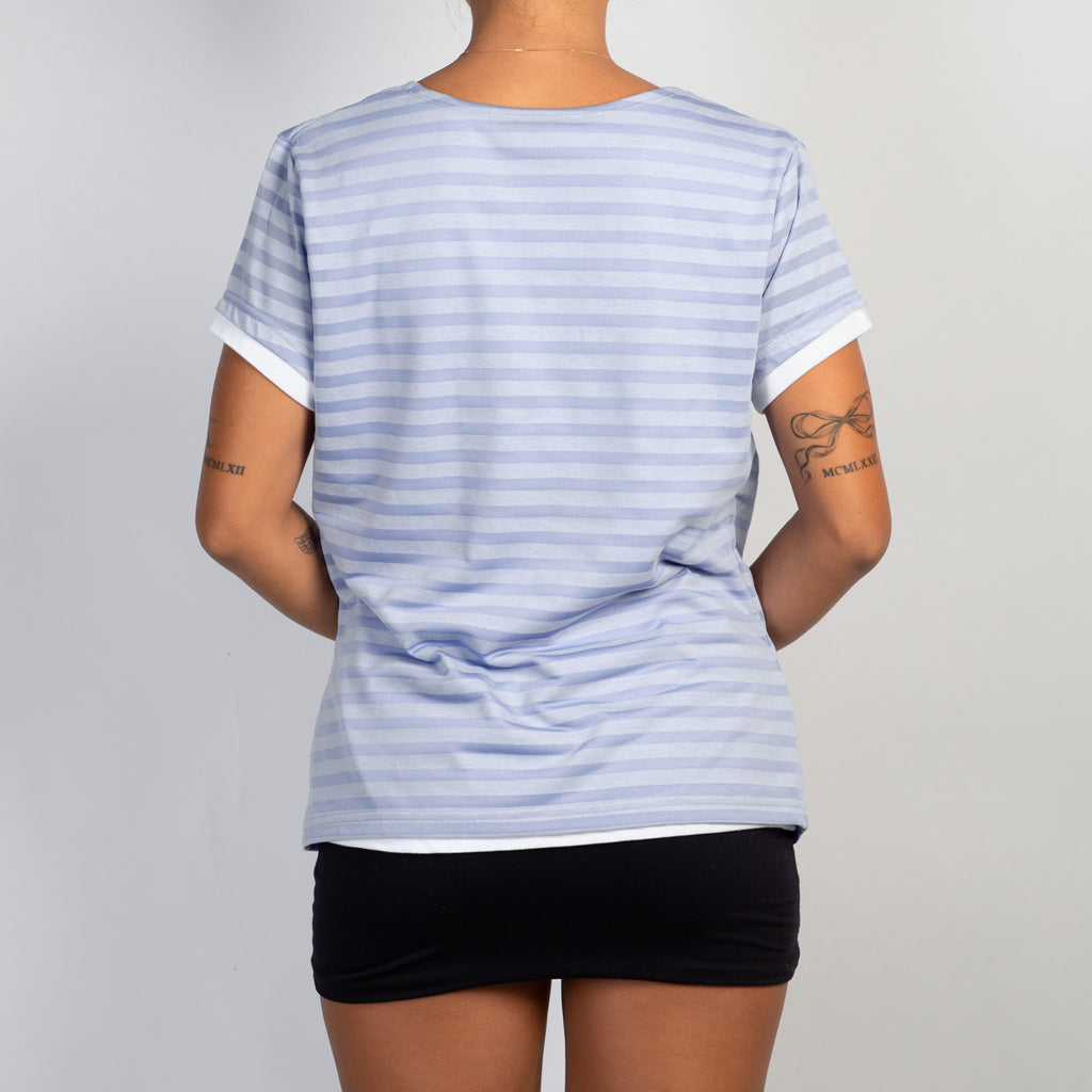 LILAC STRIPE LAYERED TEE