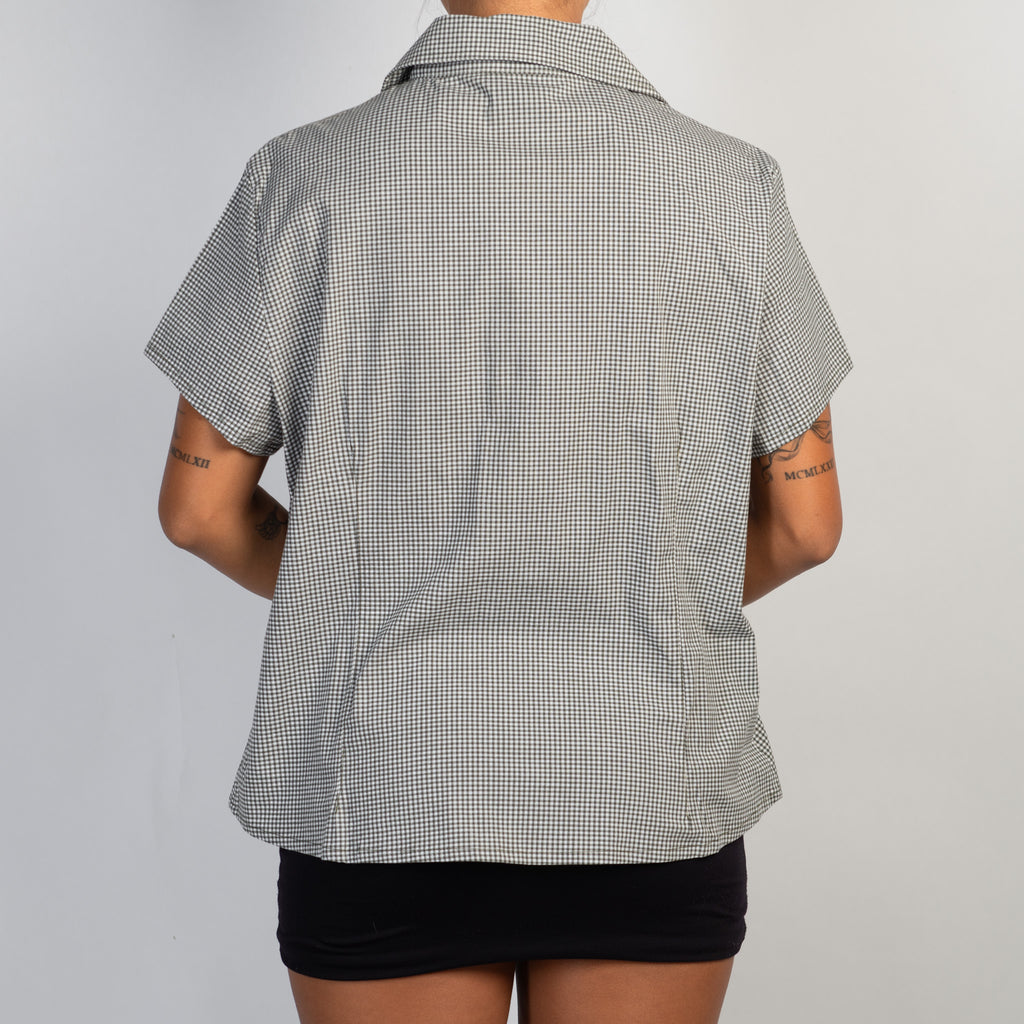 GREEN MICRO CHECK BLOUSE