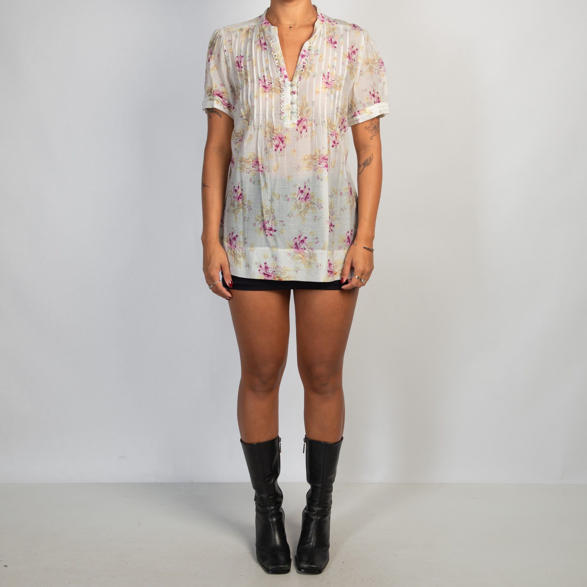 SHEER FLORAL BLOUSE