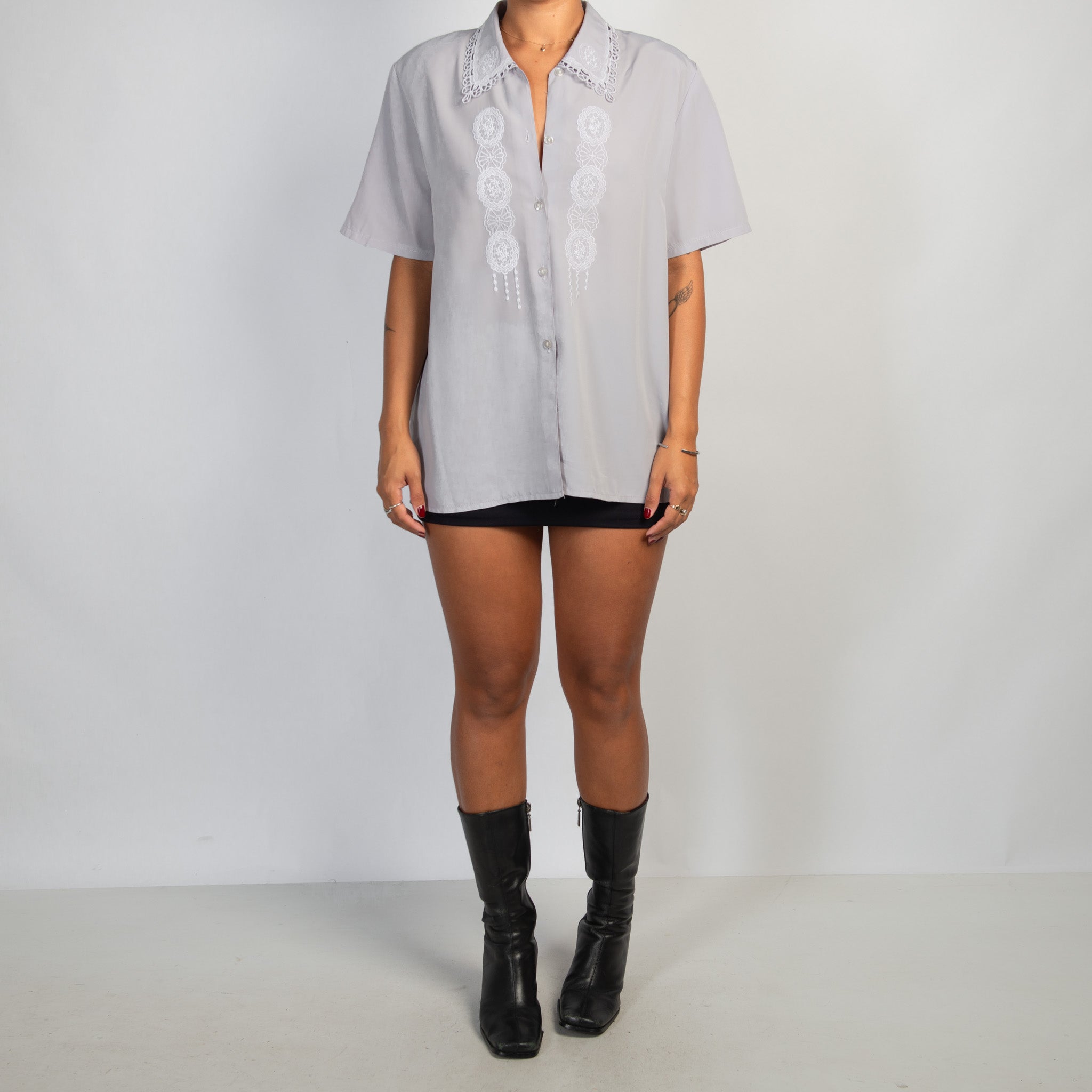 GREY BOXY BLOUSE