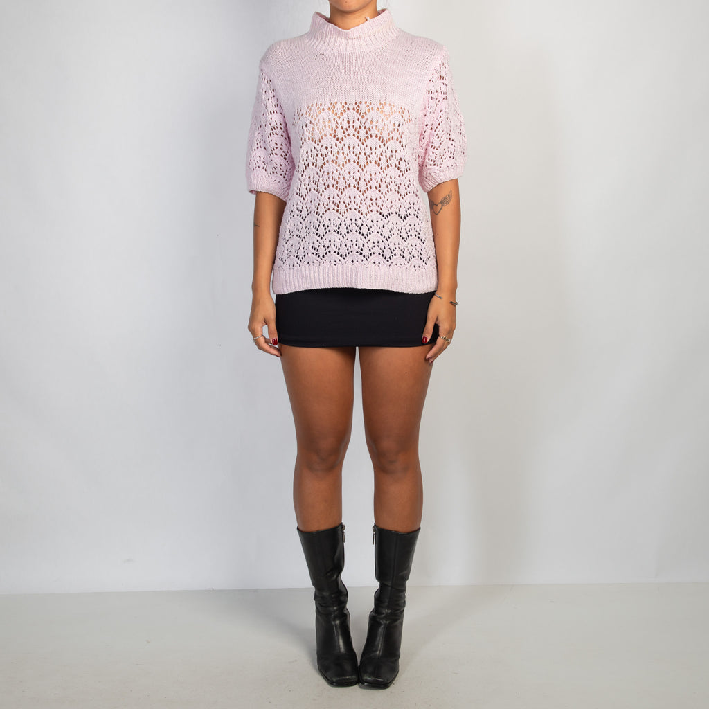 PINK CROCHET KNIT TOP