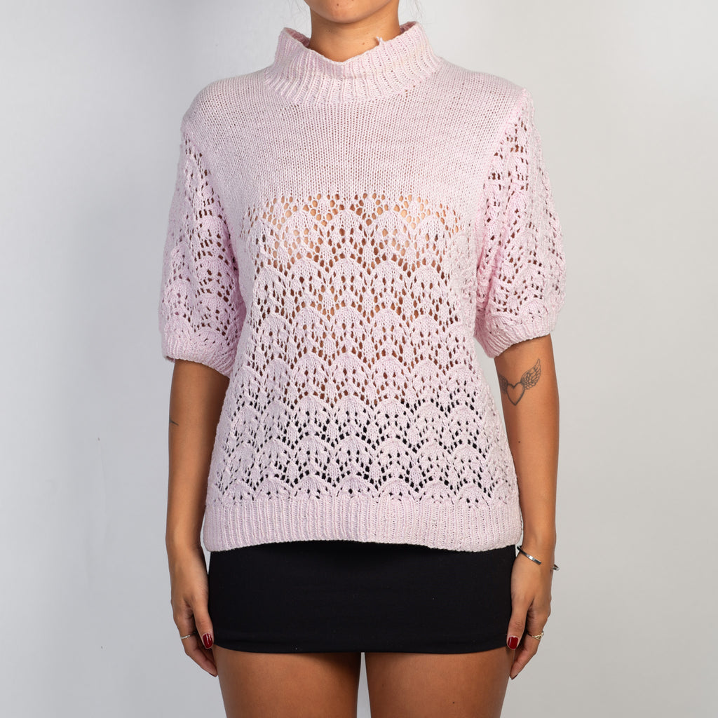 PINK CROCHET KNIT TOP