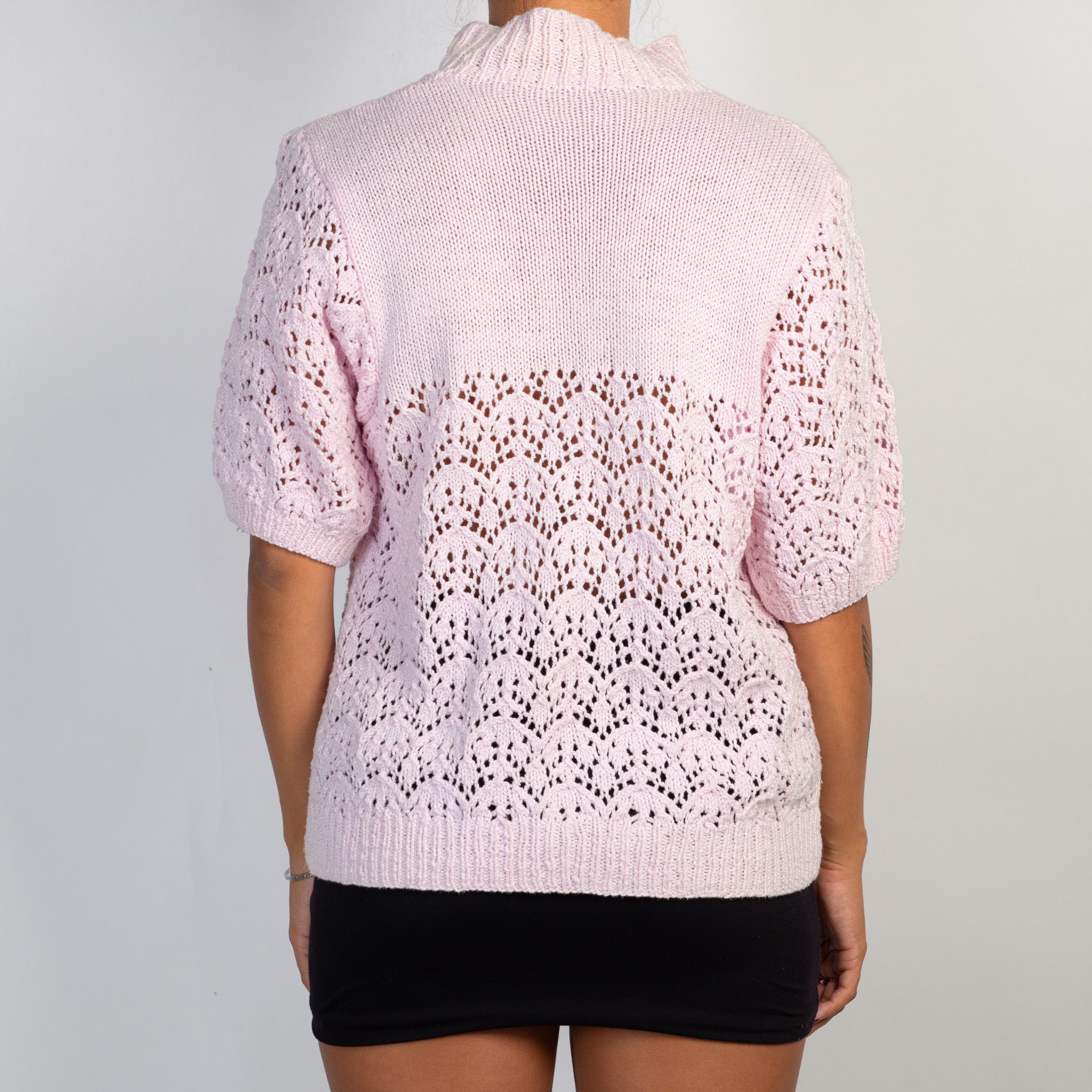 PINK CROCHET KNIT TOP