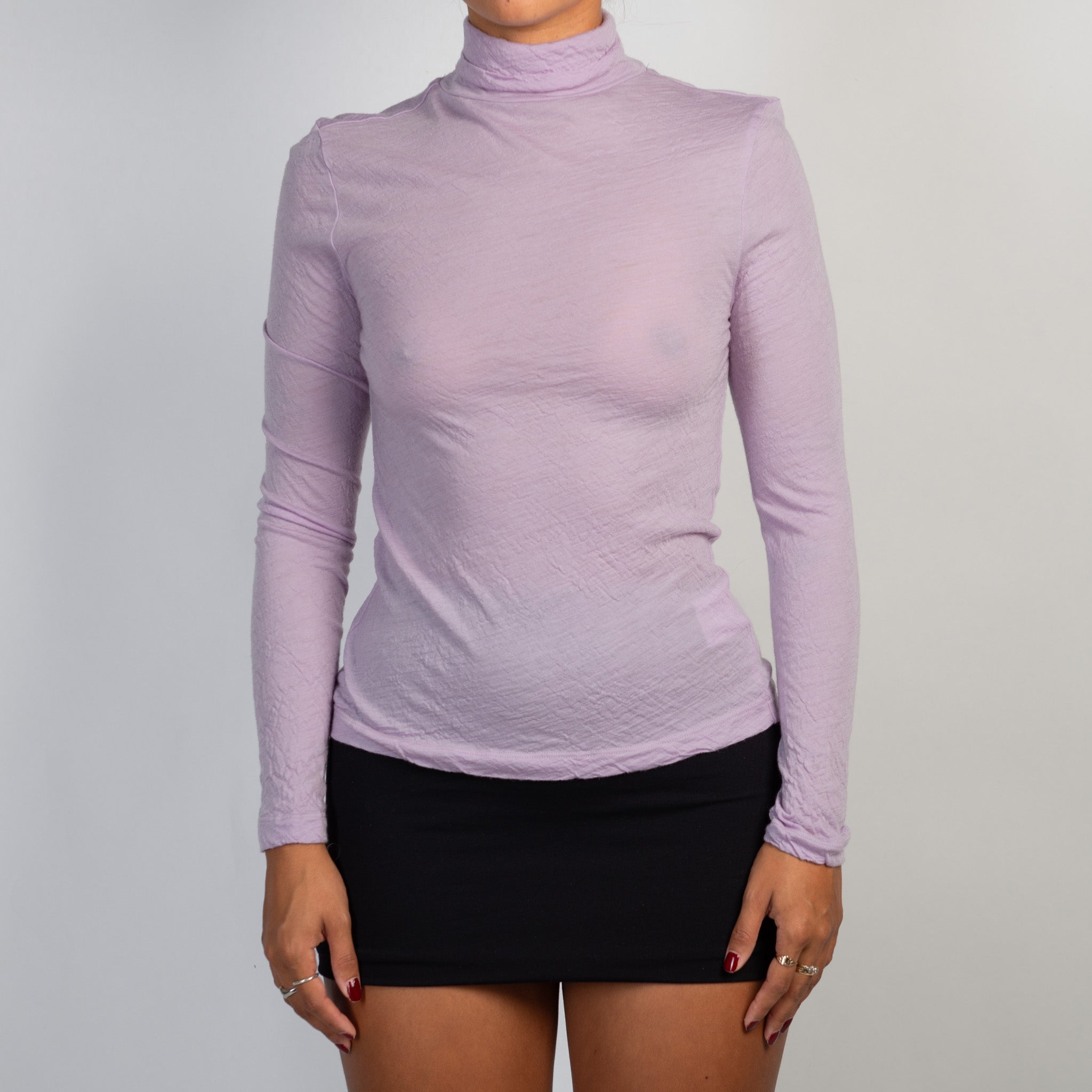LILAC WOOL TURTLENECK TOP