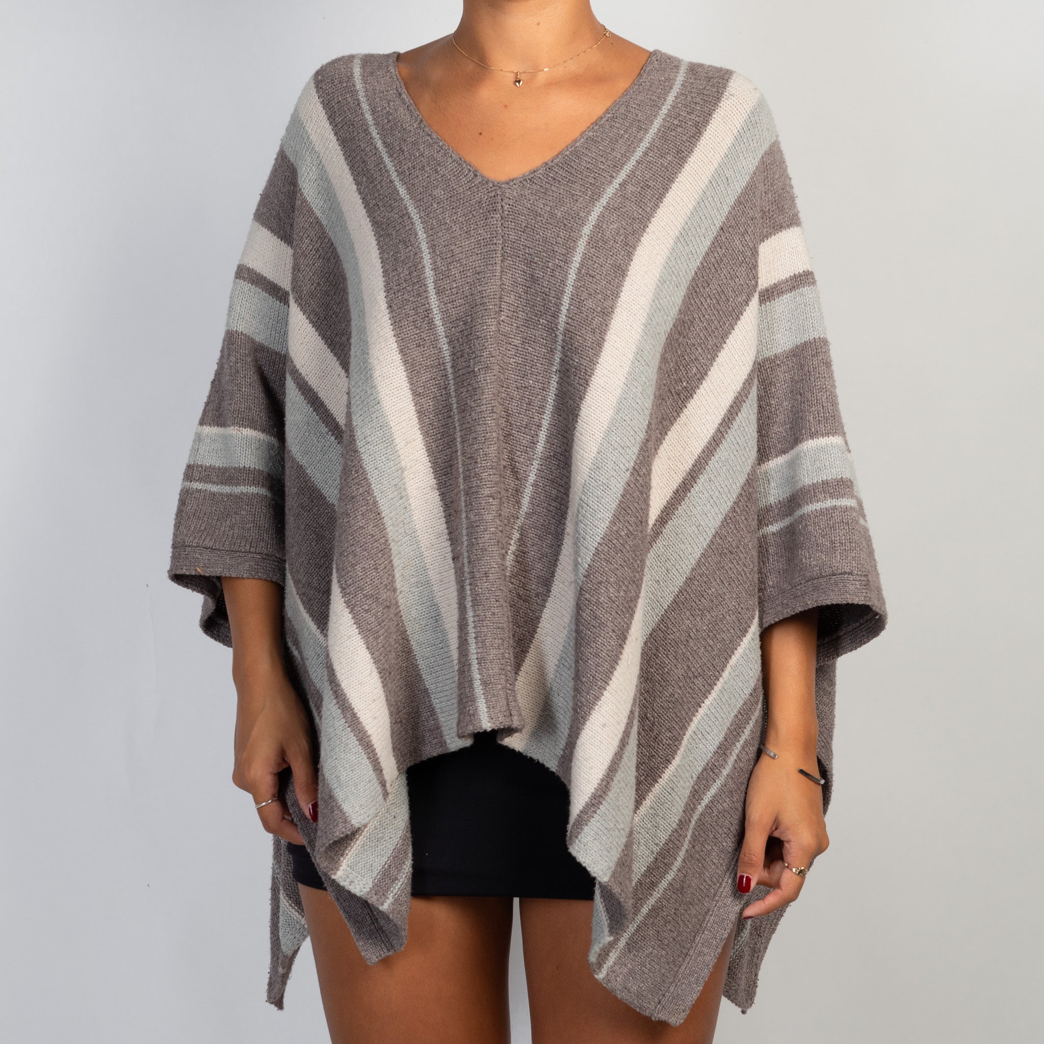 STRIPE KNIT PONCHO