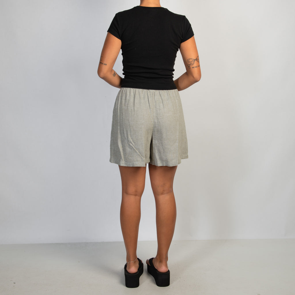 GREEN LINEN SHORTS