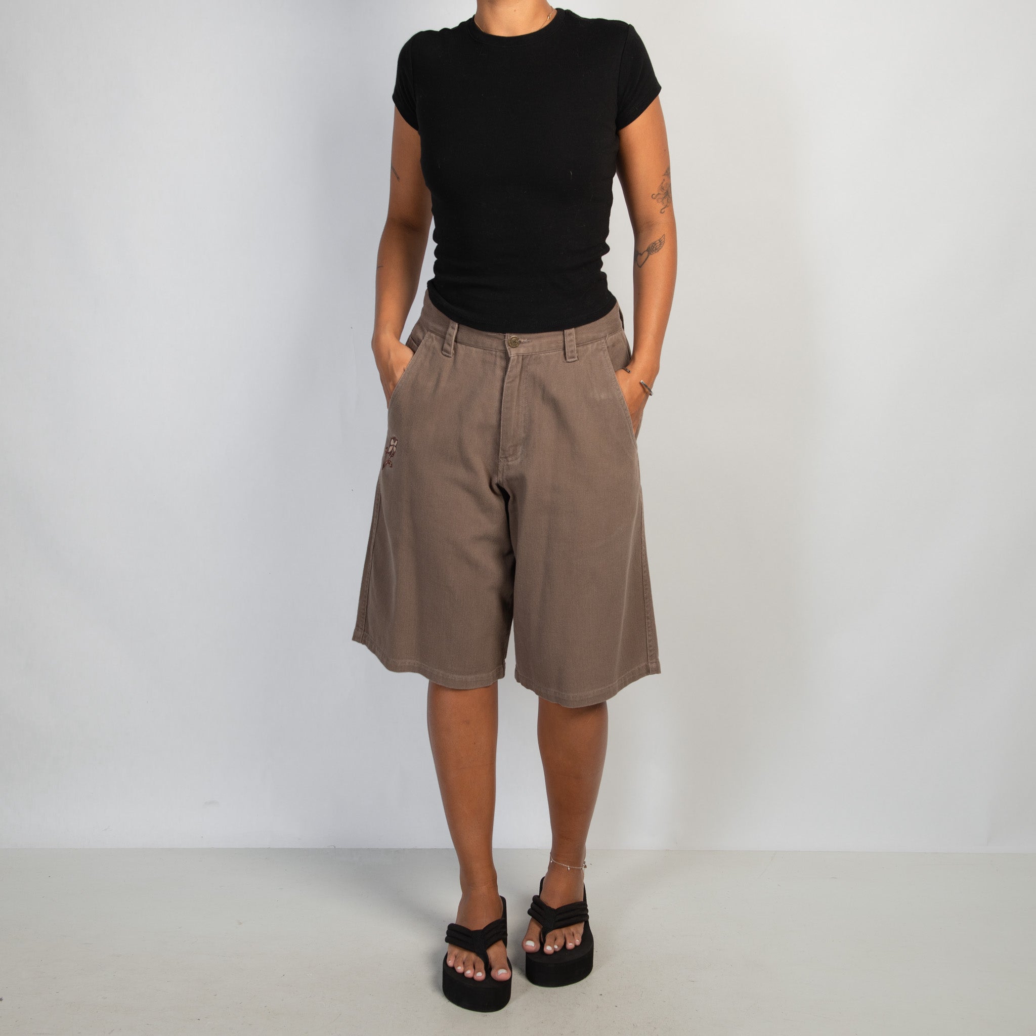 BROWN DENIM JORTS