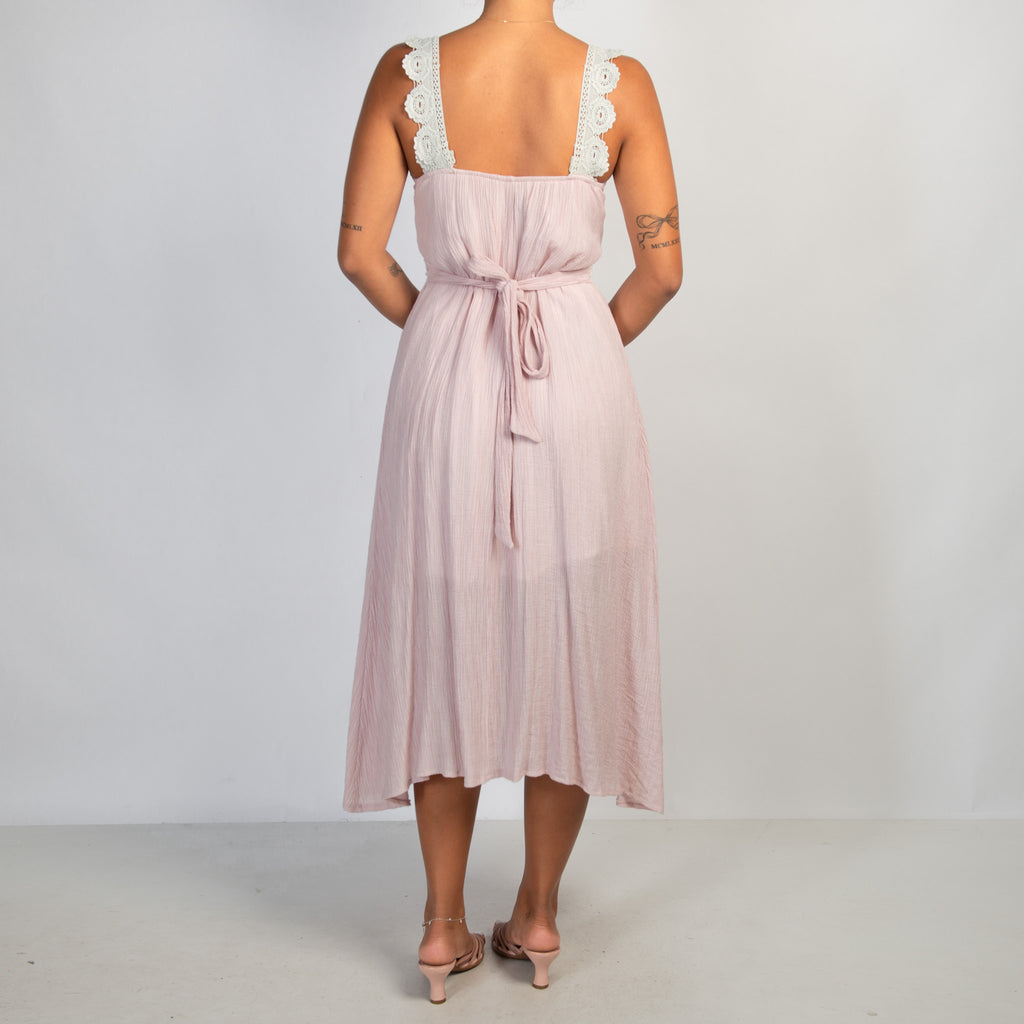 PINK TEXTURED MIDI DRESS