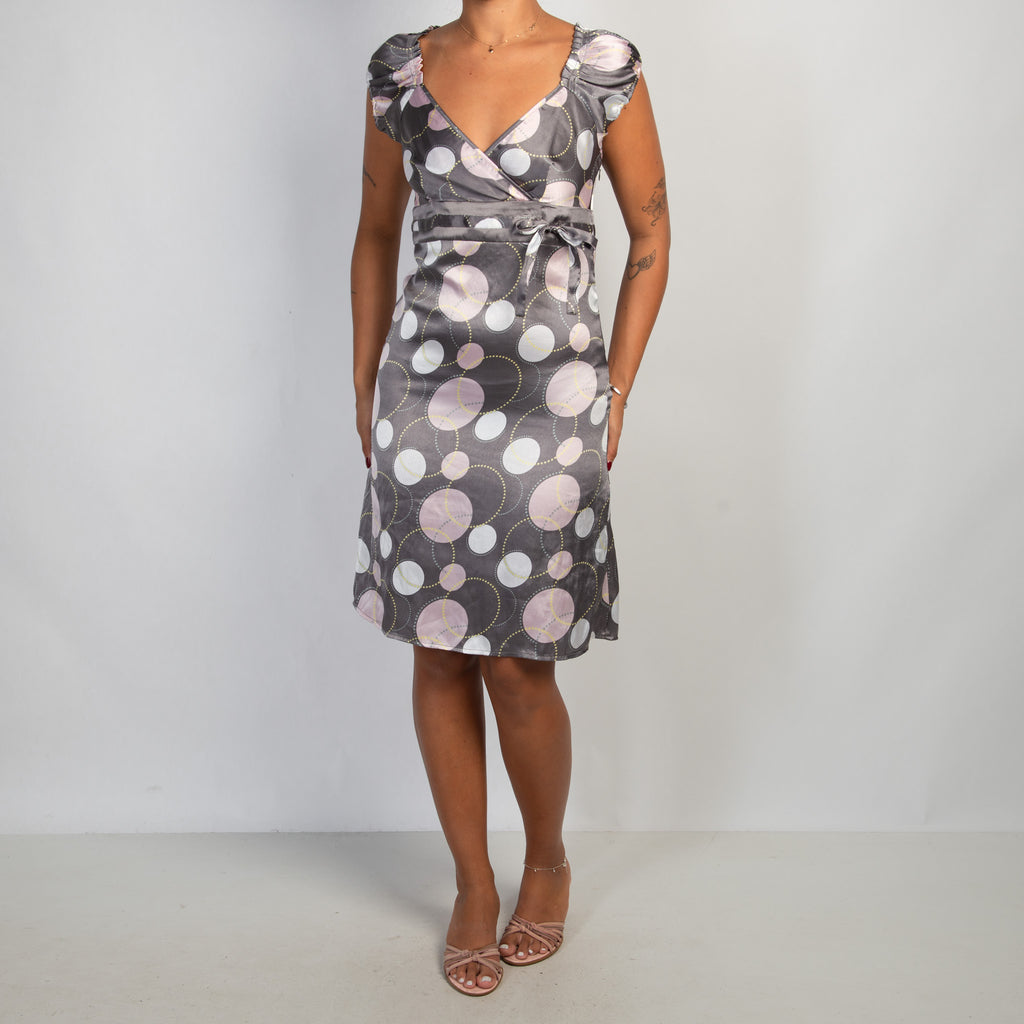 SATIN PATTERN MIDI DRESS