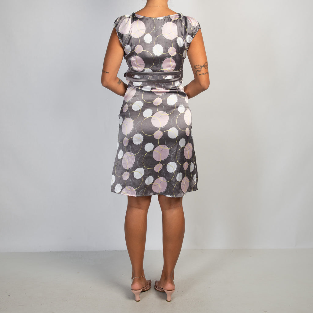 SATIN PATTERN MIDI DRESS