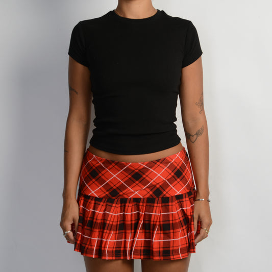 RED PLAID MINI SKIRT