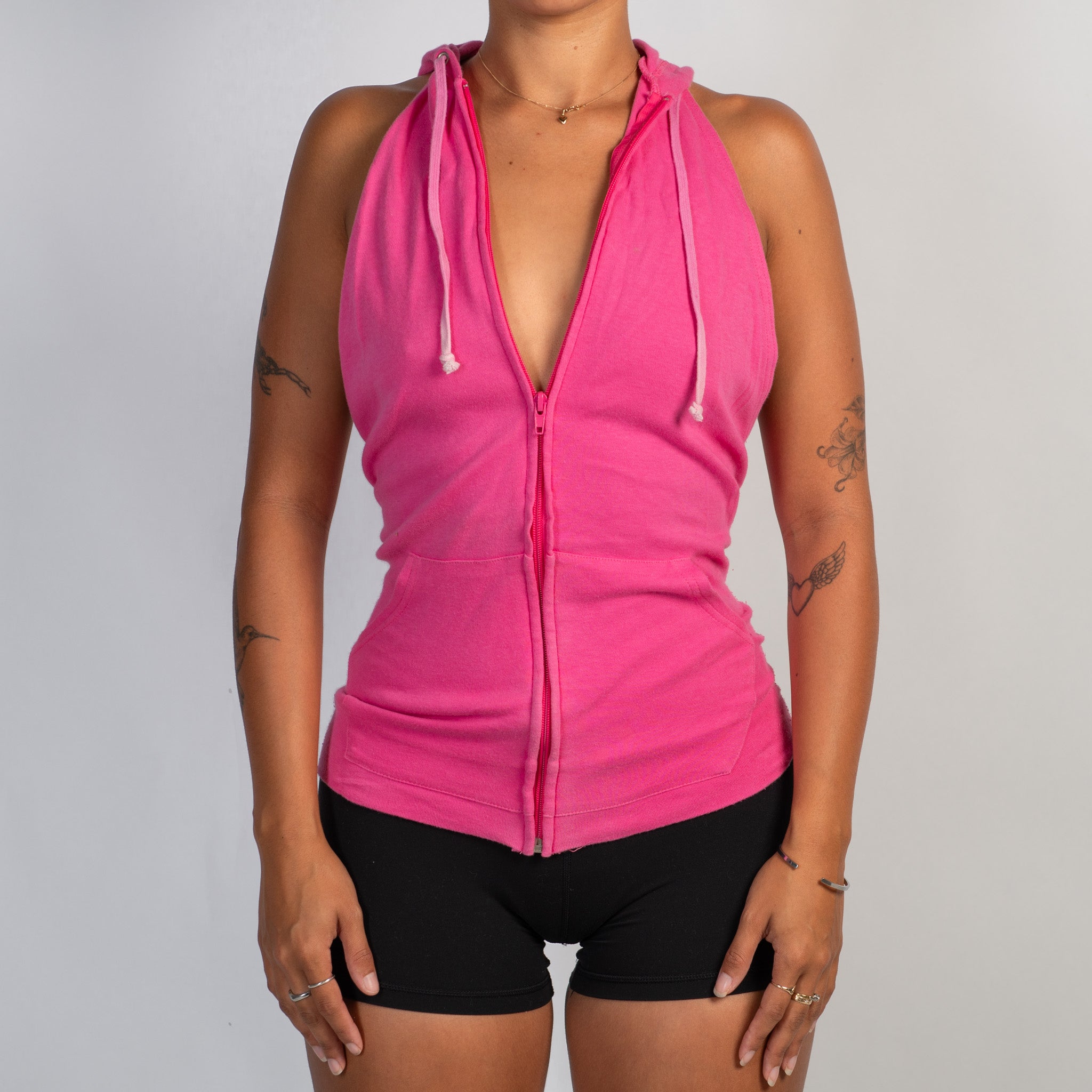PINK ZIP HOOD TOP