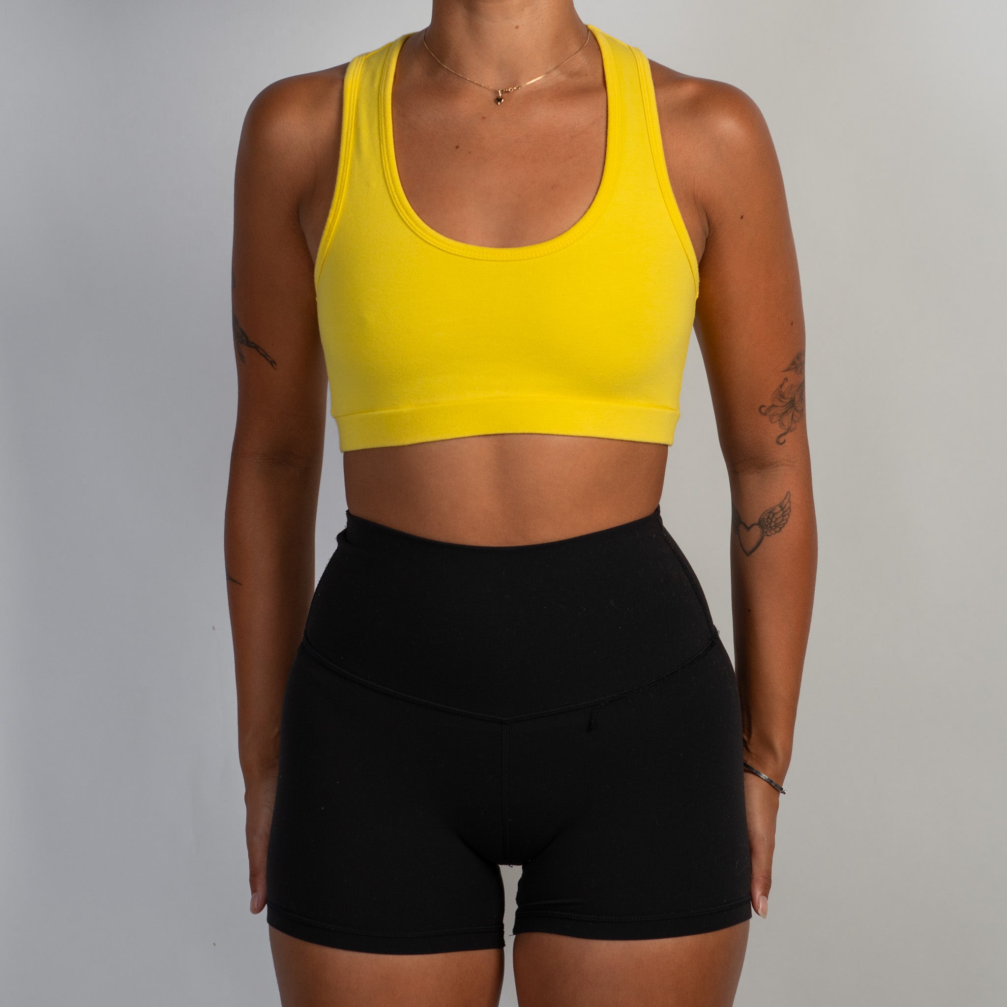 YELLOW COTTON SPORTS BRA