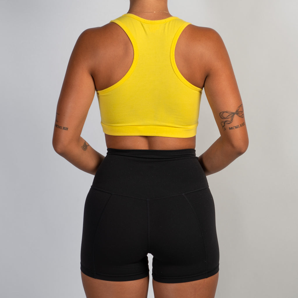 YELLOW COTTON SPORTS BRA