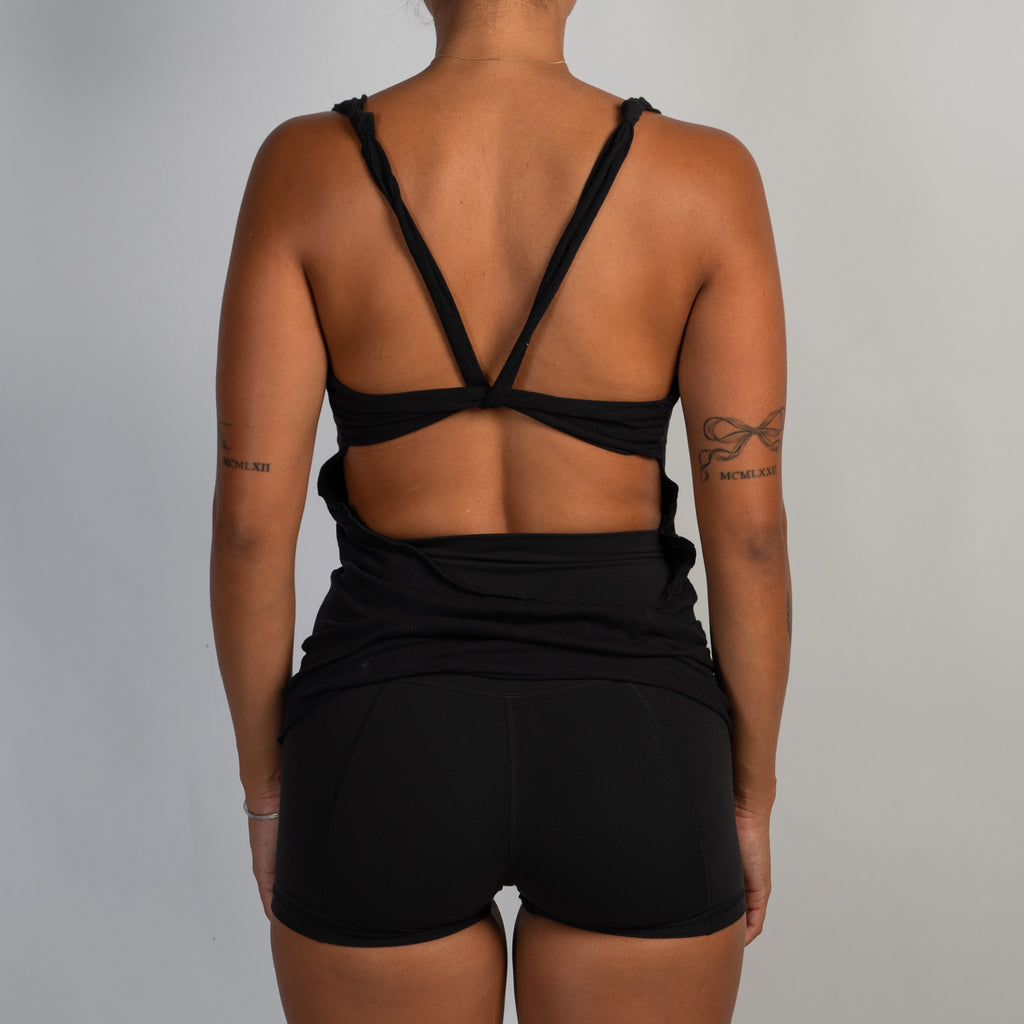 BLACK COTTON TANK TOP