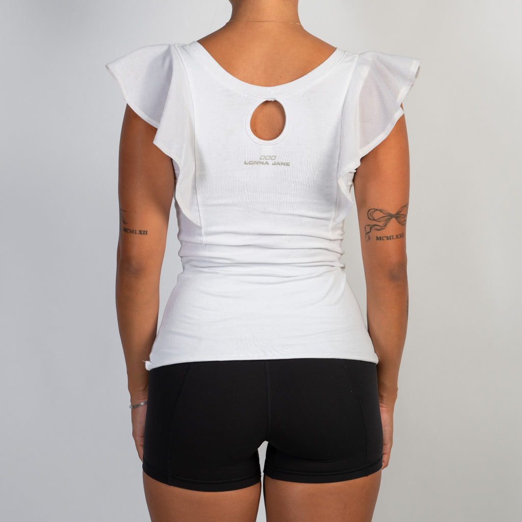 WHITE RUFFLE TOP