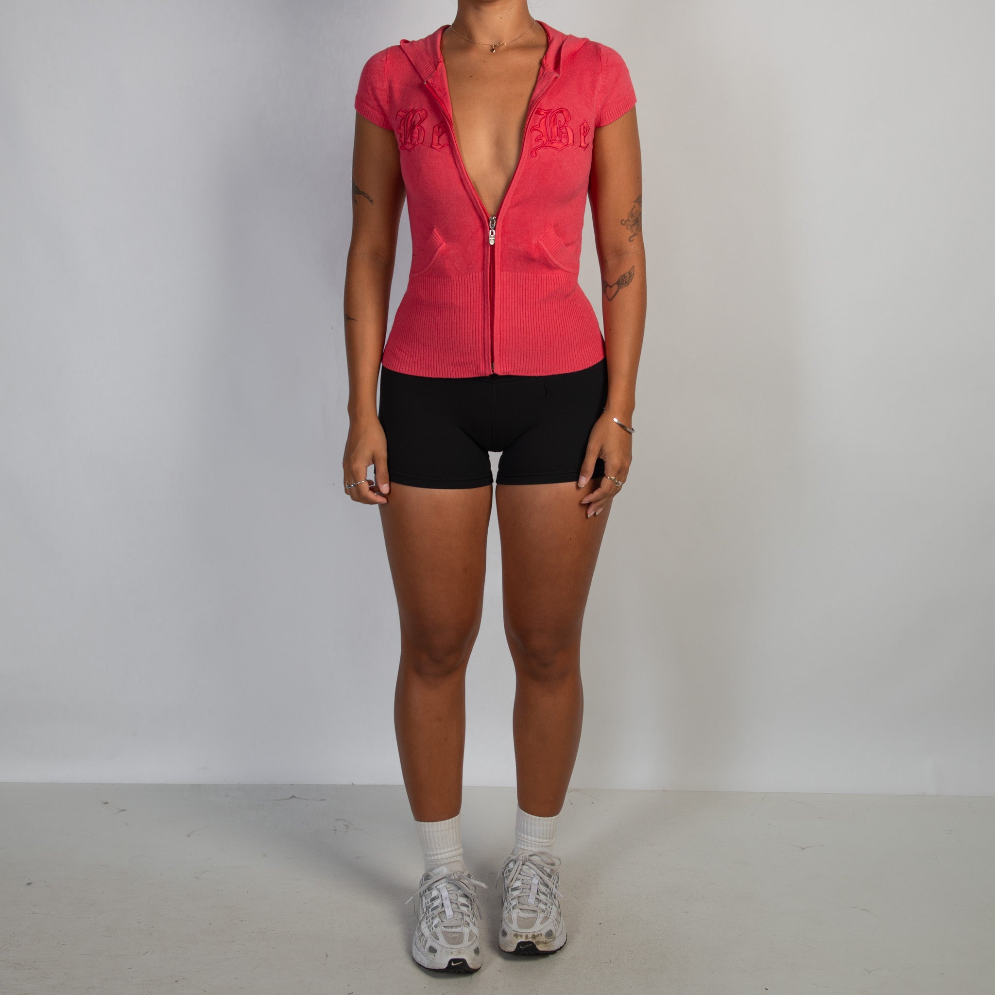 DARK PINK KNIT ZIP TOP