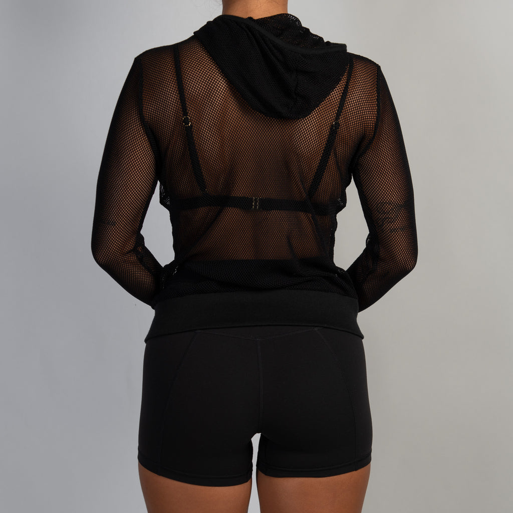 BLACK SHEER MESH ZIP JACKET