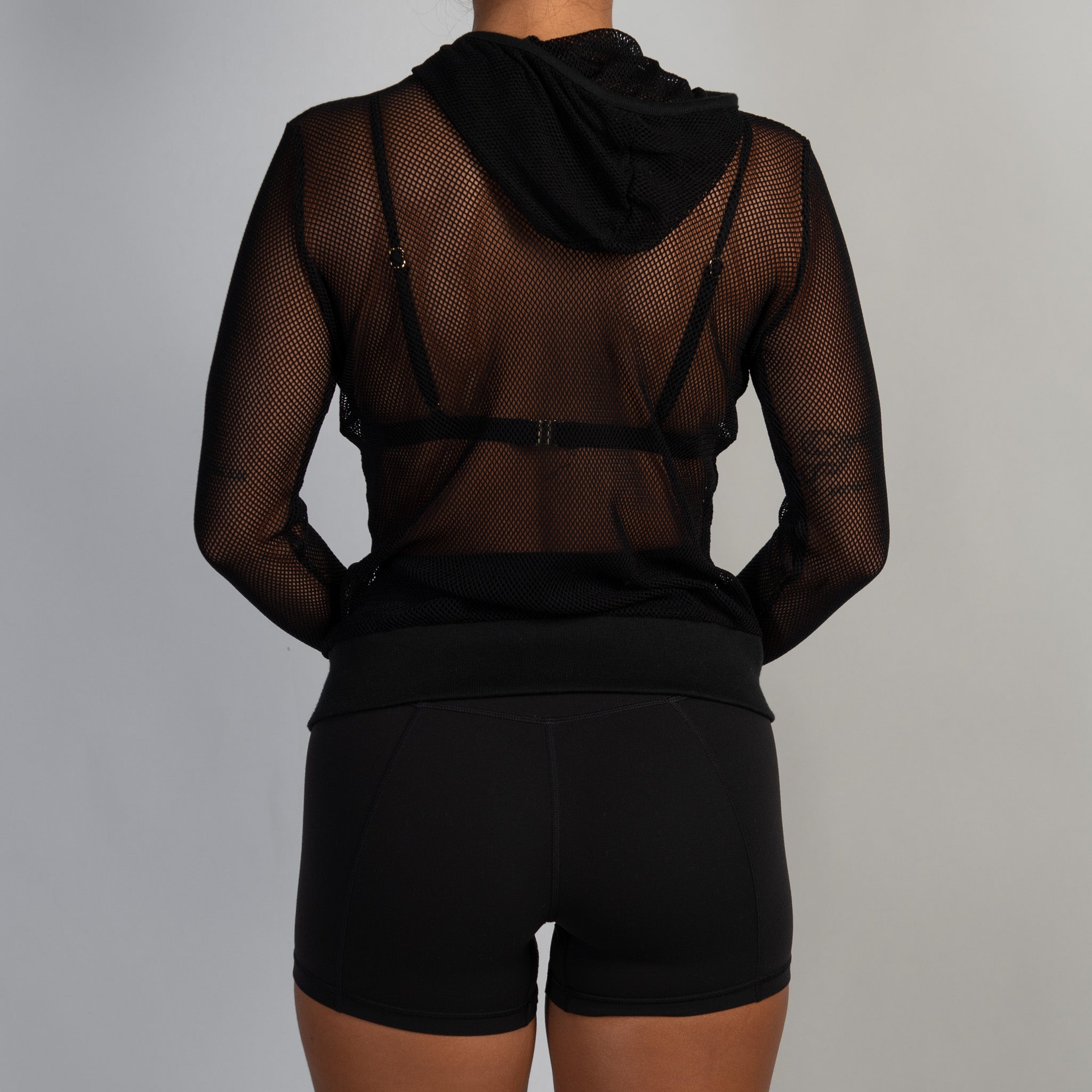 BLACK SHEER MESH ZIP JACKET