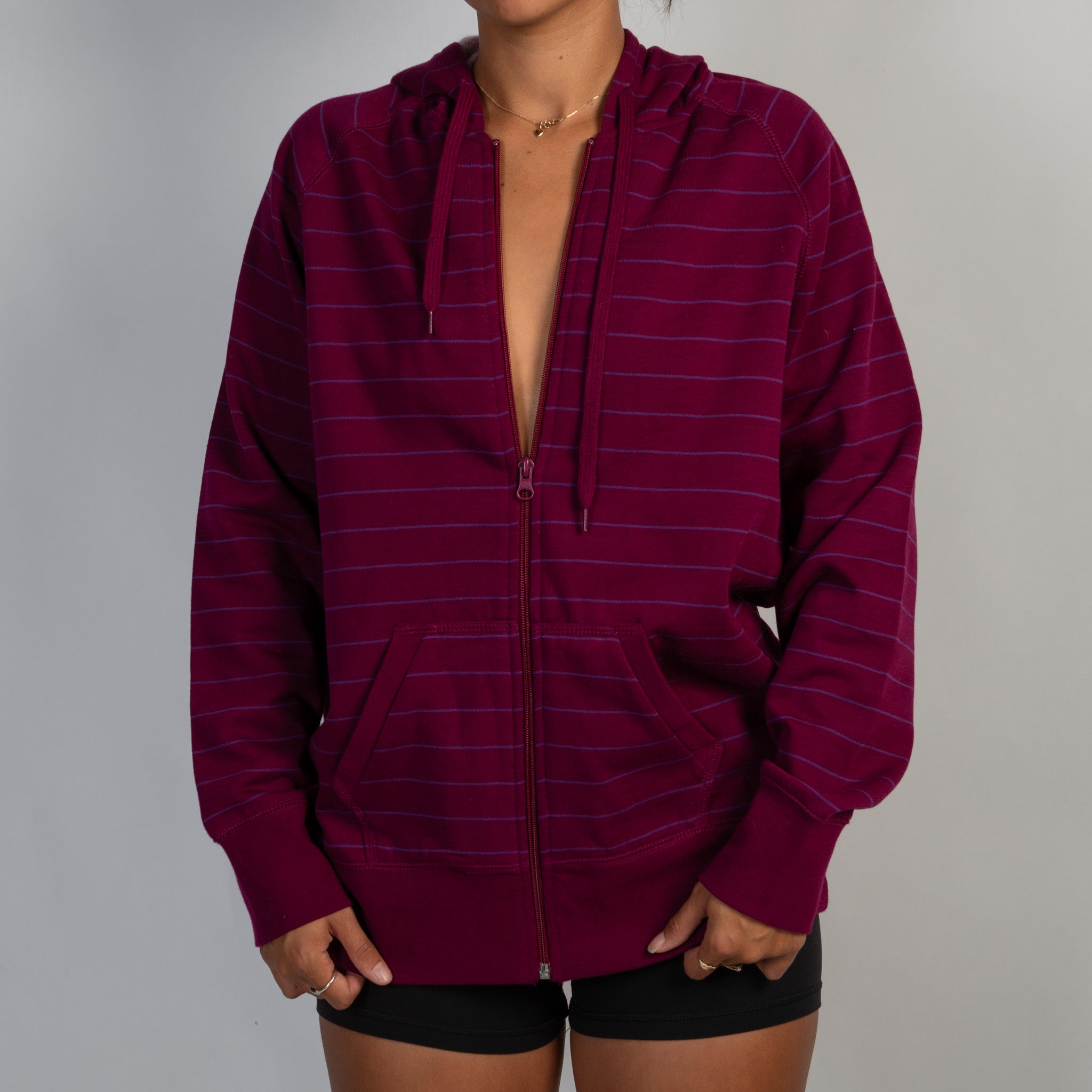 FUSHCIA STRIPE FLEECE JACKET