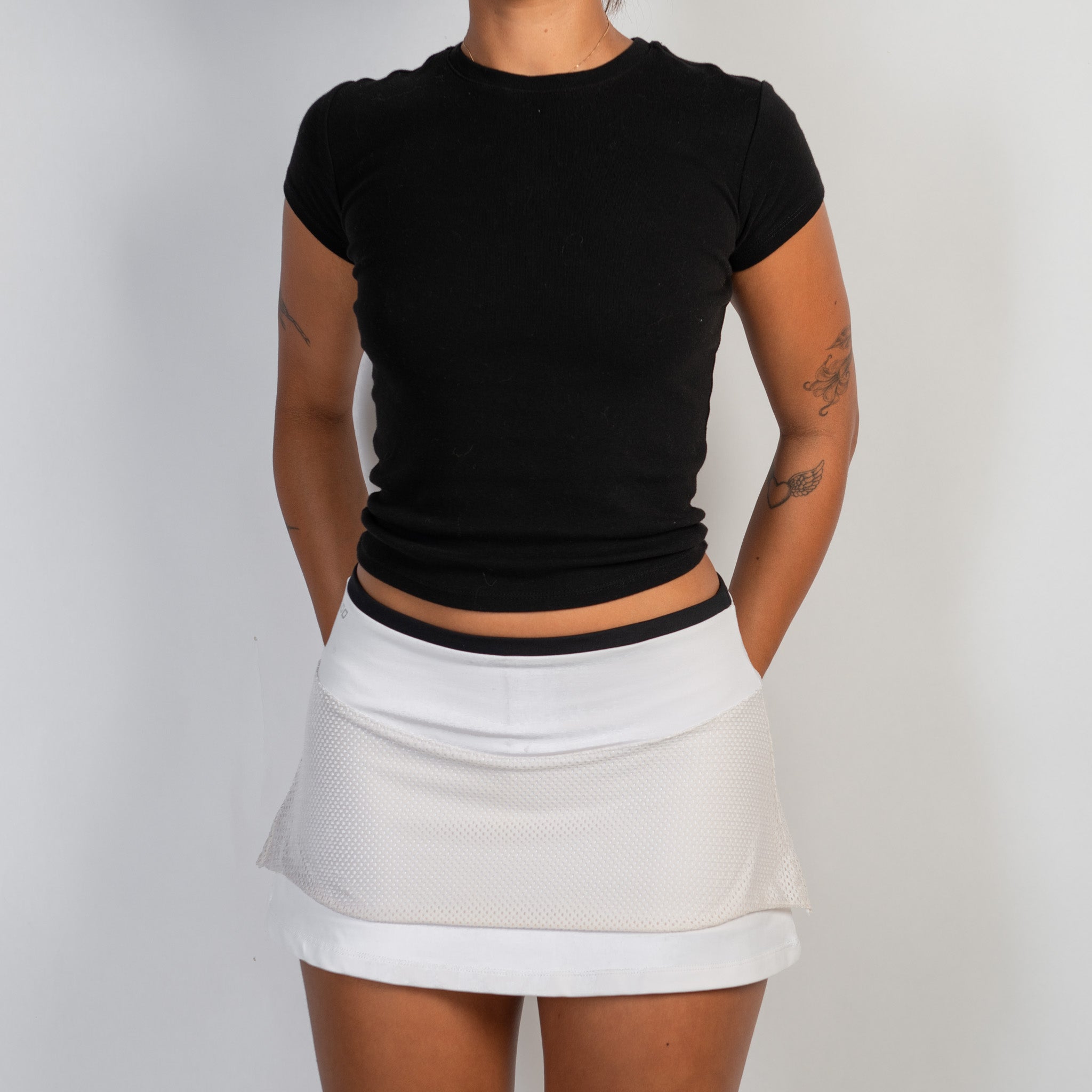 WHITE LAYERED SKORT