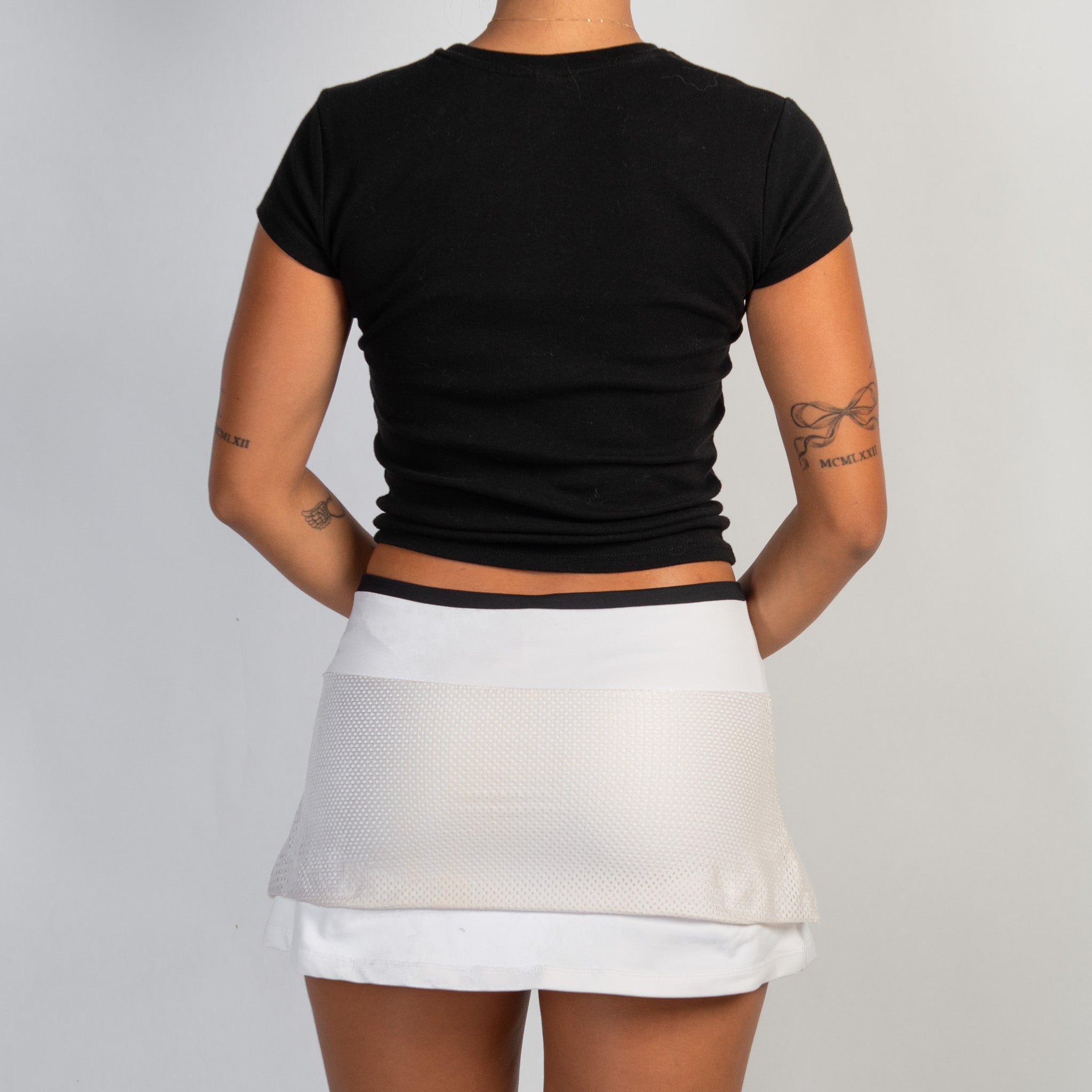 WHITE LAYERED SKORT