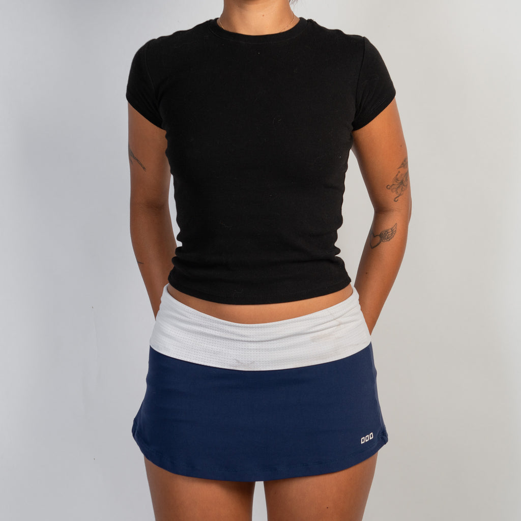 NAVY FOLD OVER SKORT