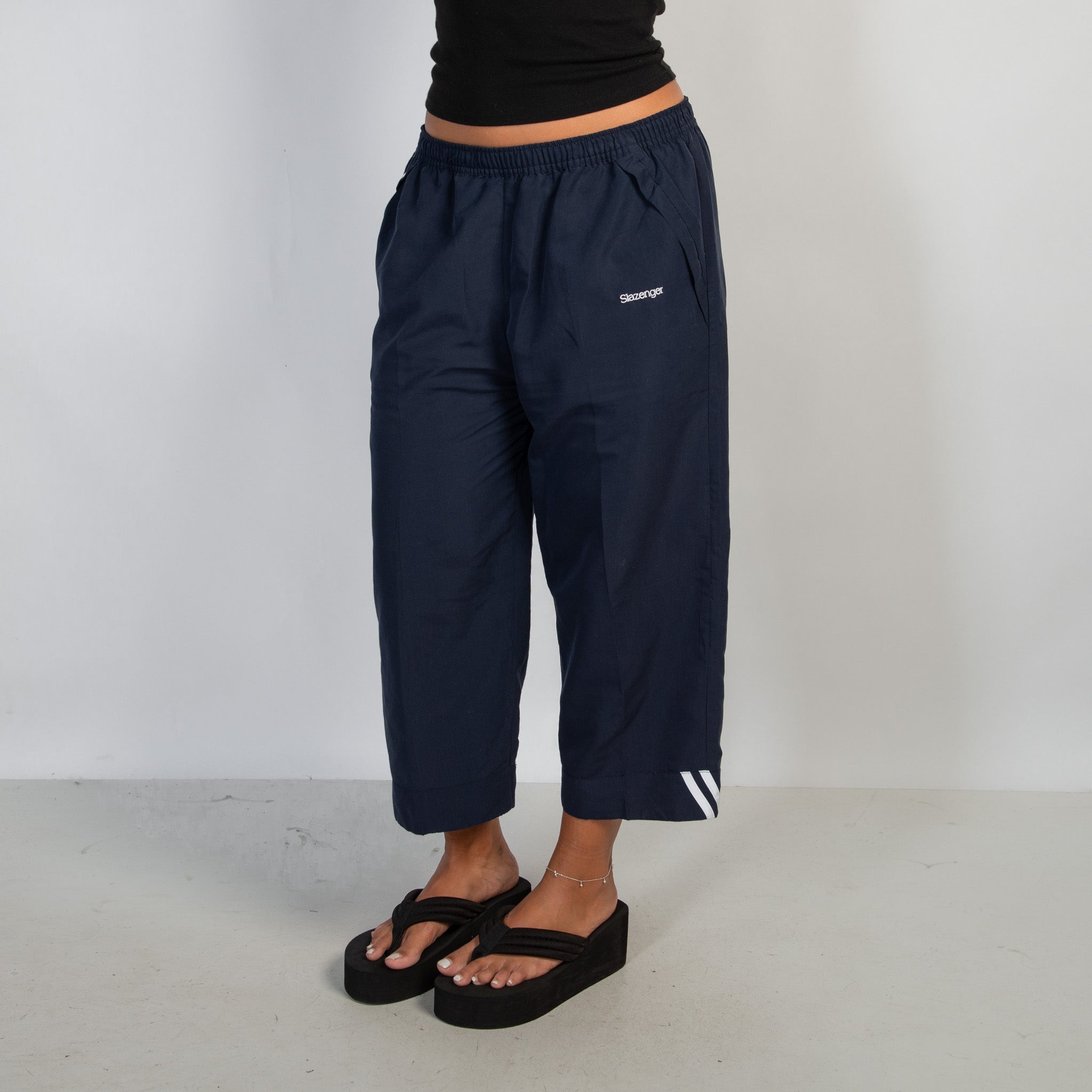 NAVY CROP TRACKPANTS