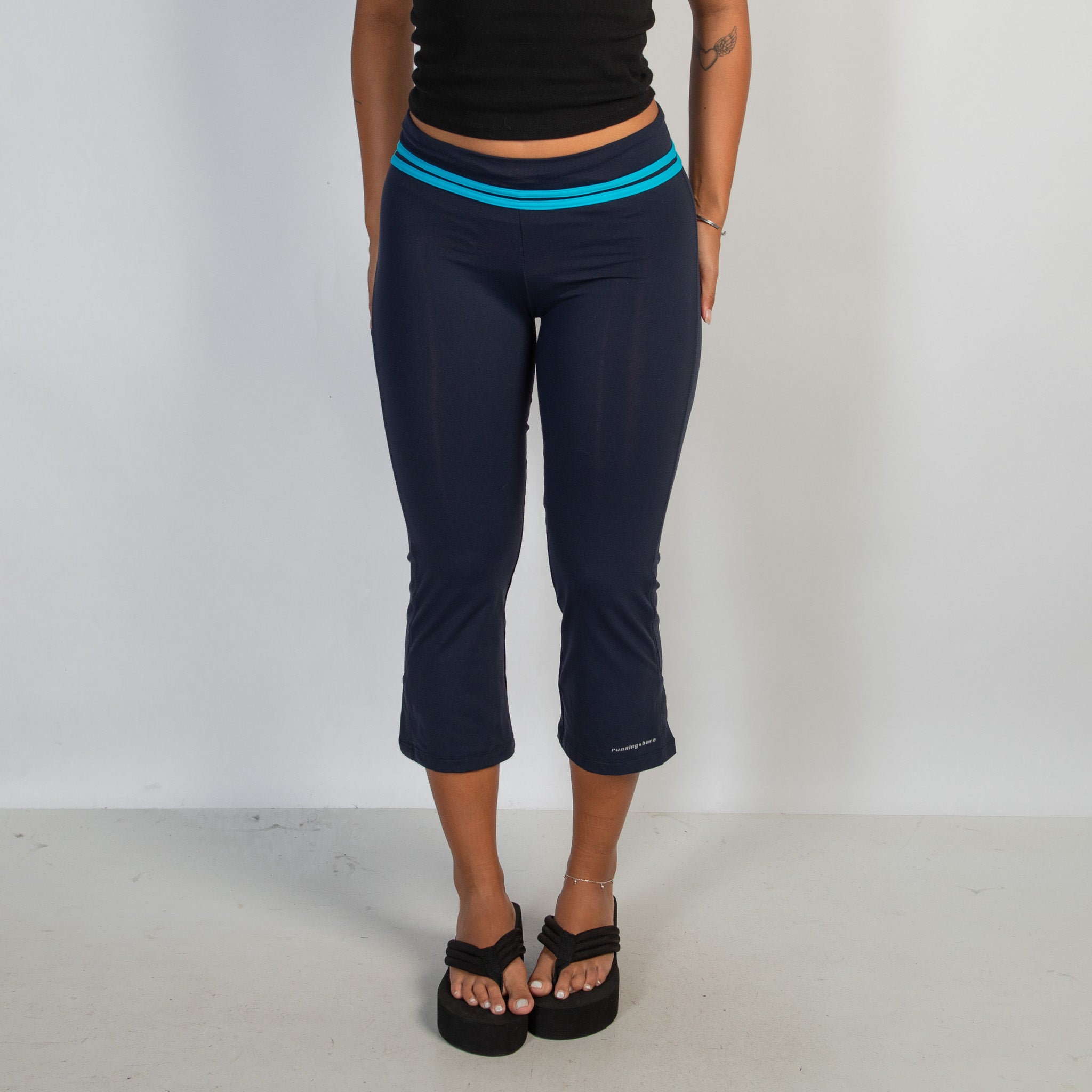 NAVY CROP KICK FLARE TIGHTS