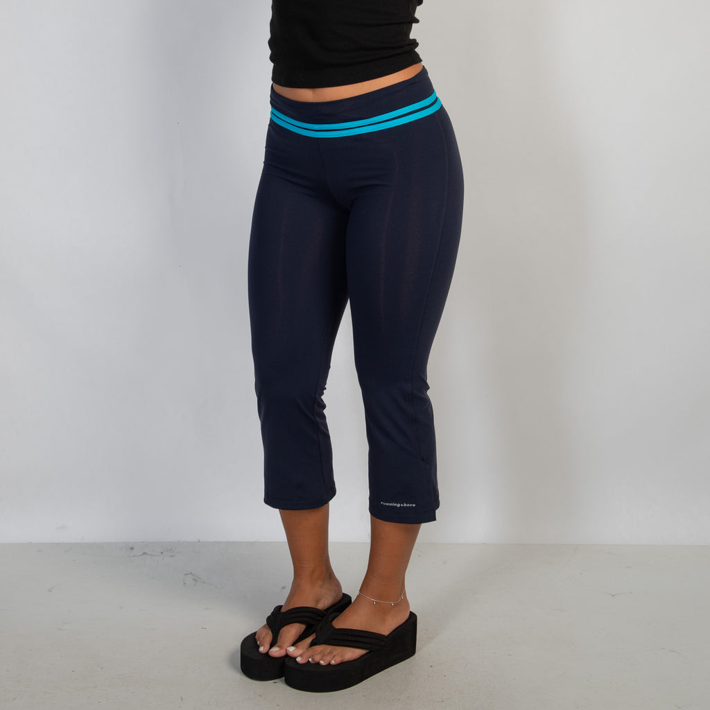 NAVY CROP KICK FLARE TIGHTS