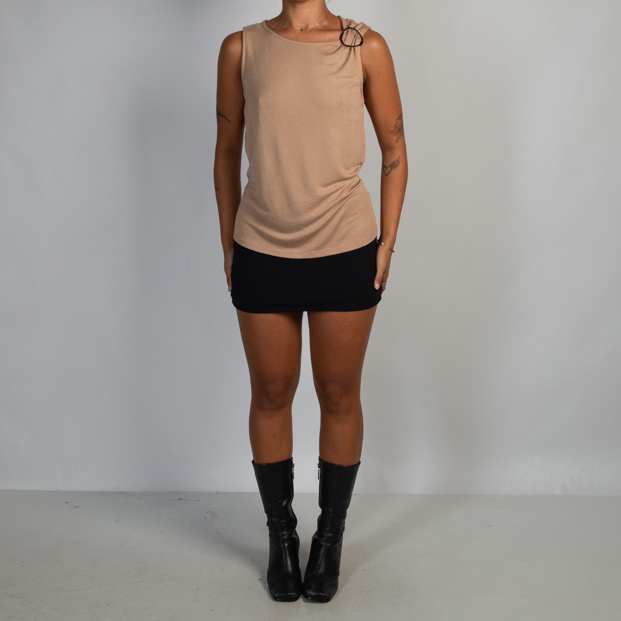 BEIGE SLEEVELESS TOP