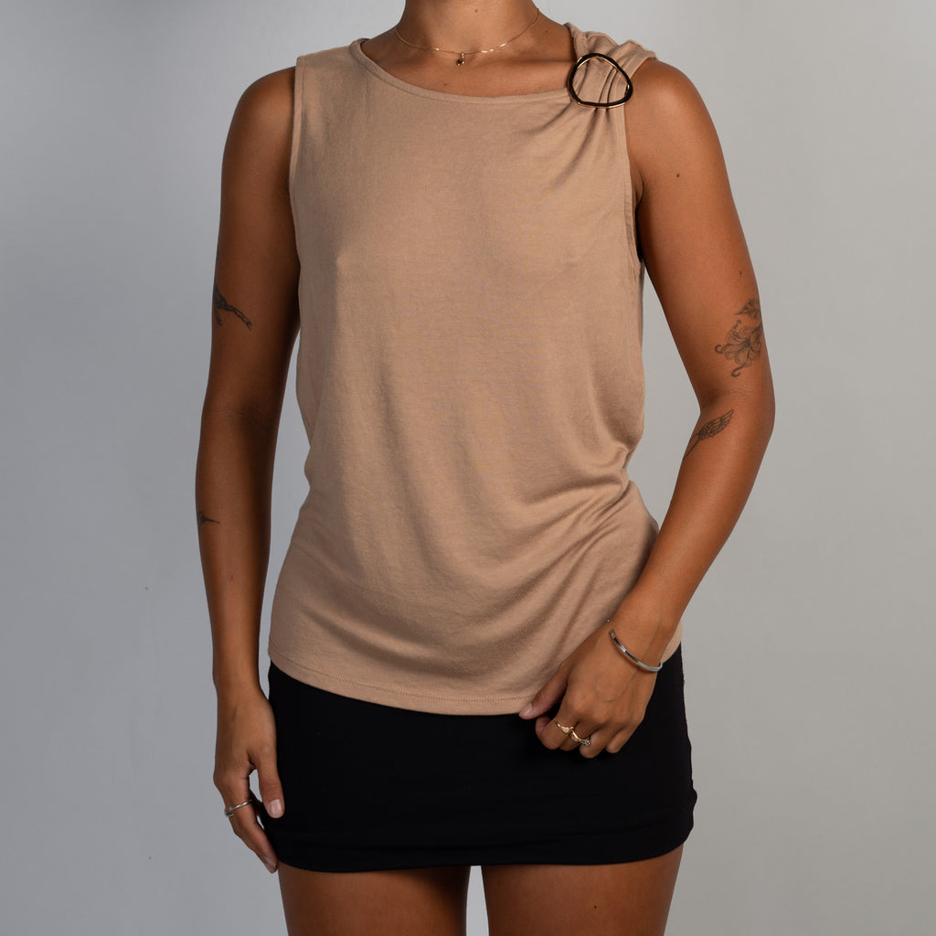 BEIGE SLEEVELESS TOP