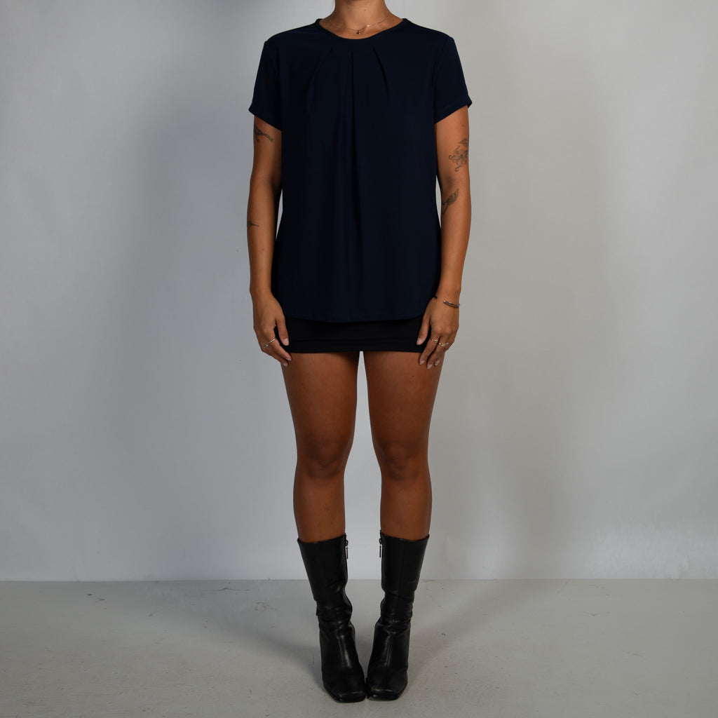 NAVY PLEAT TOP