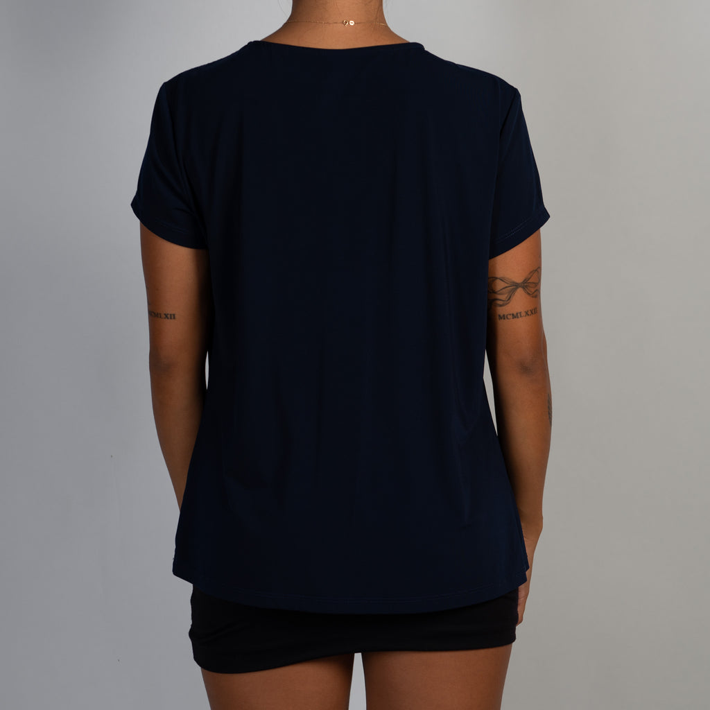 NAVY PLEAT TOP