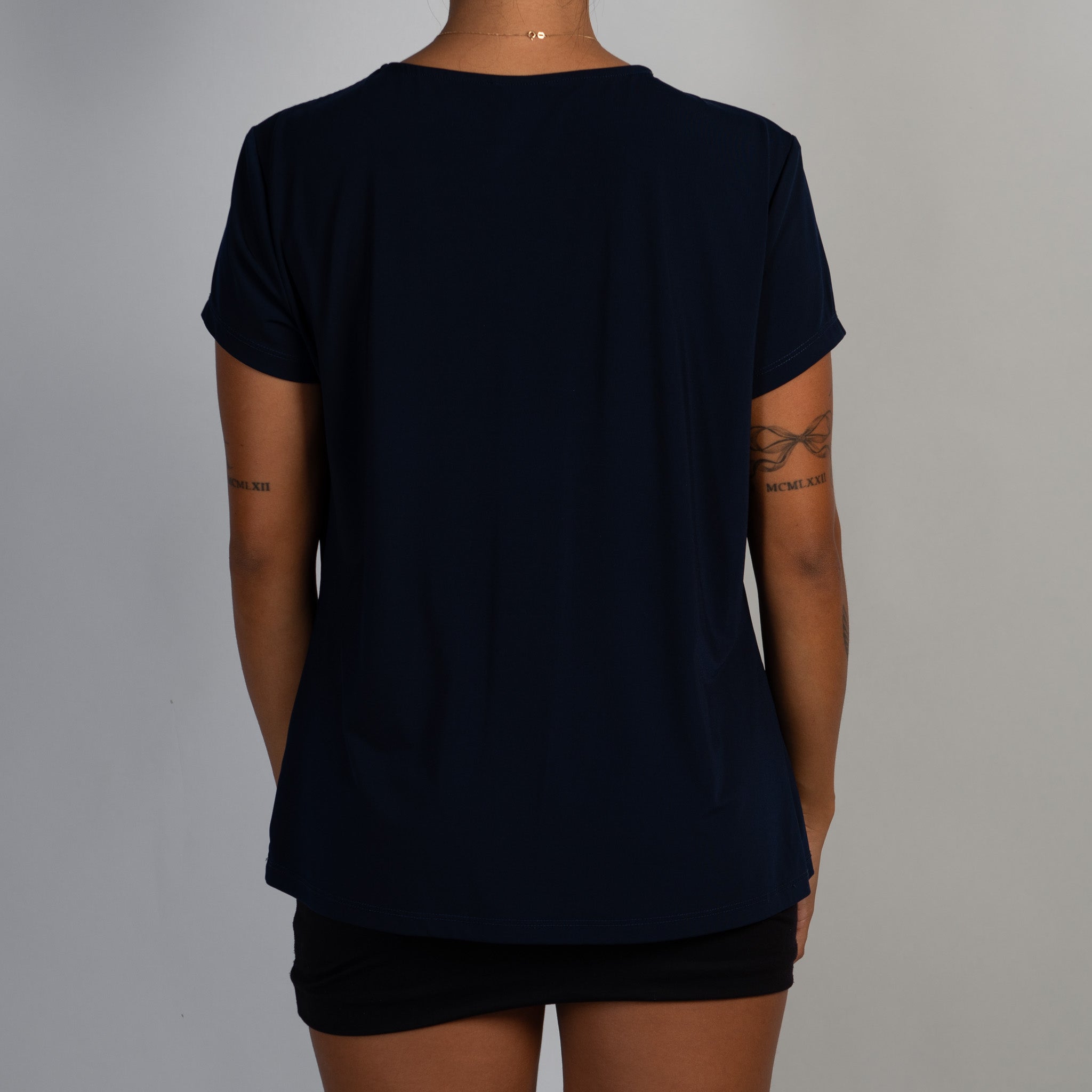 NAVY PLEAT TOP