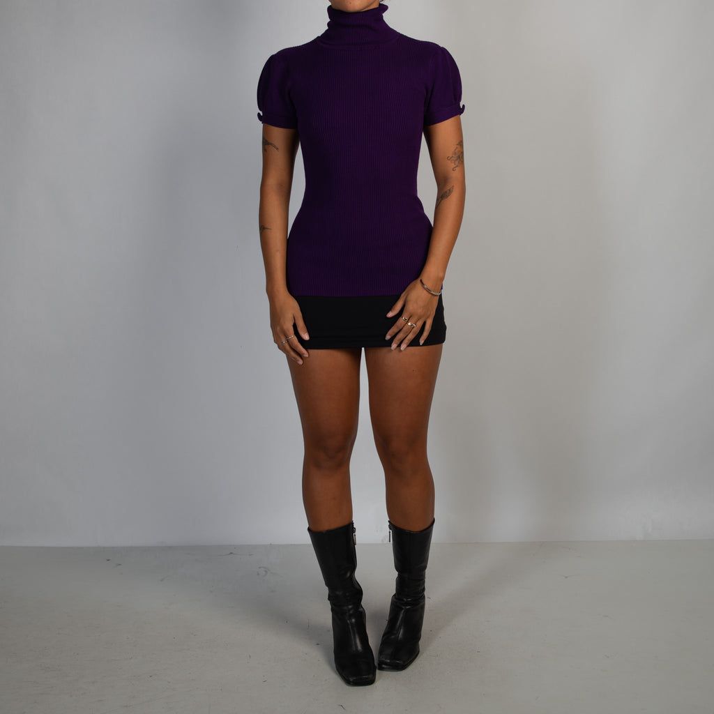 PURPLE RIB TURTLENECK TOP