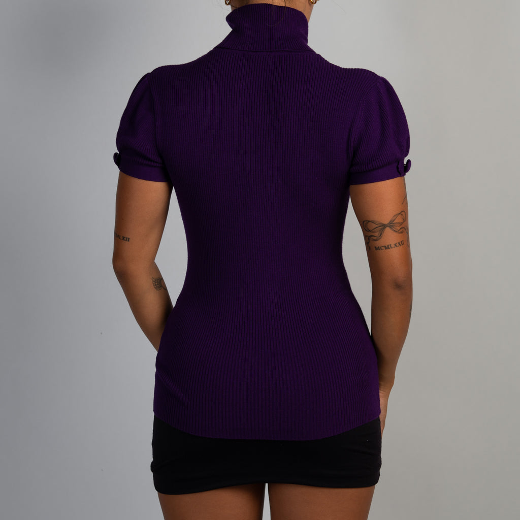PURPLE RIB TURTLENECK TOP