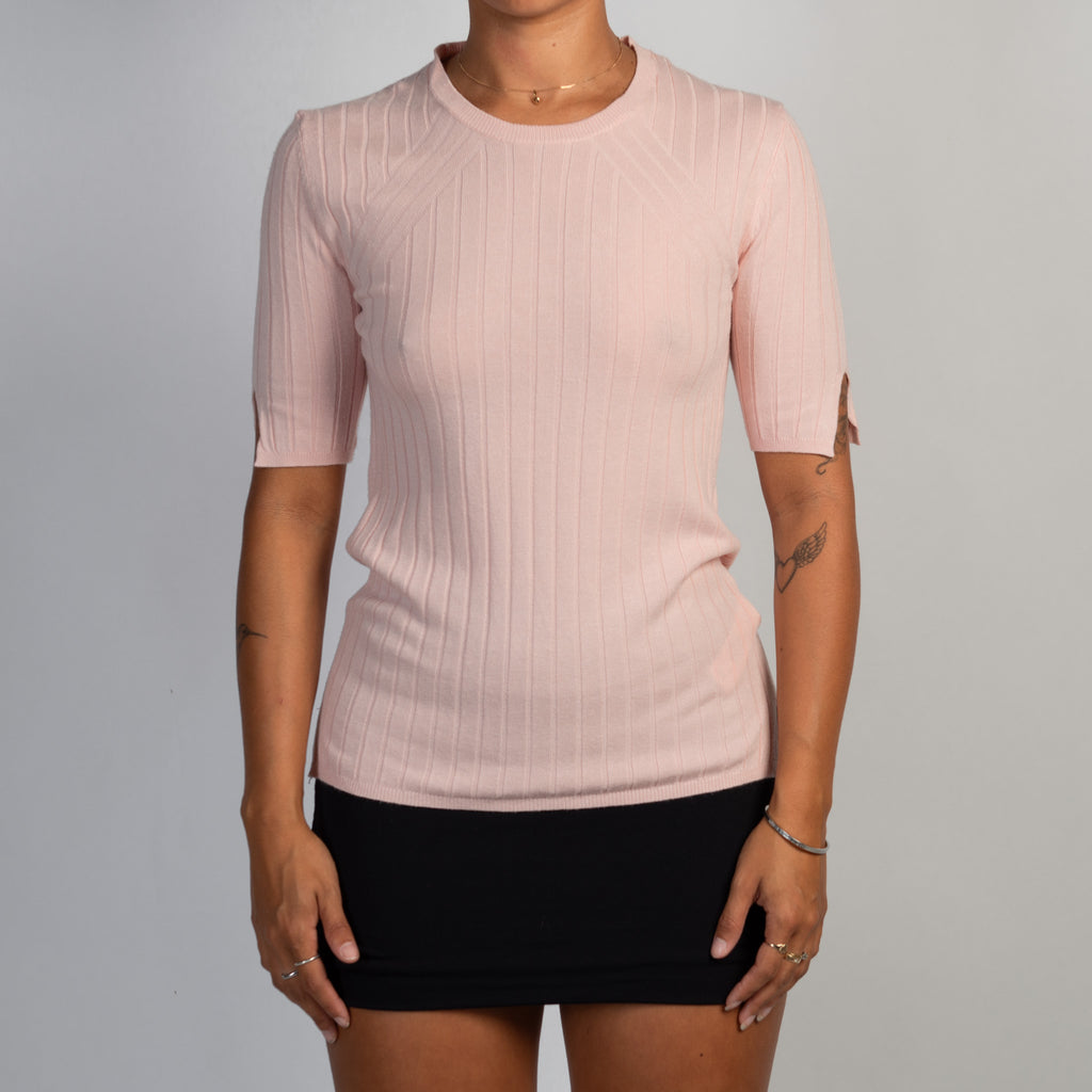 PINK RIB KNIT TOP