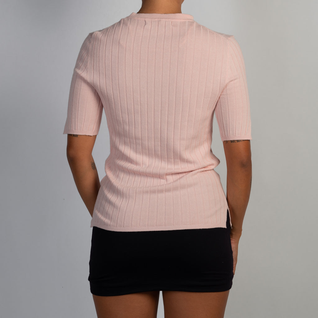PINK RIB KNIT TOP