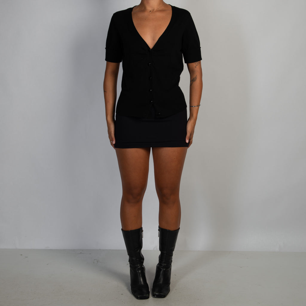 BLACK SHORT SLEEVE CARDIGAN