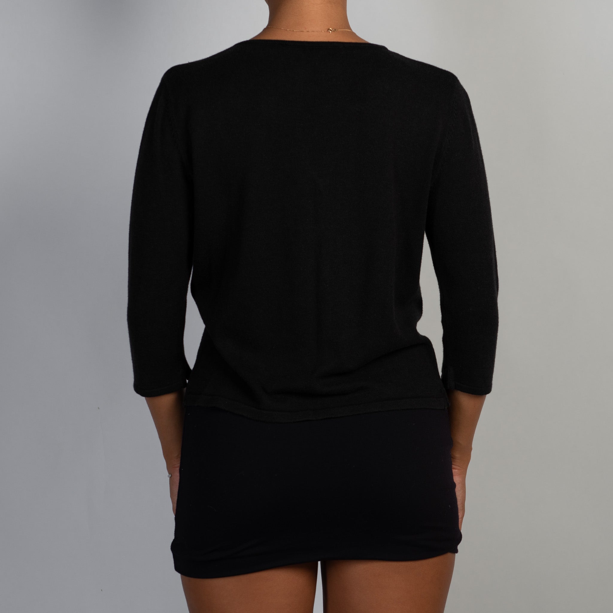 BLACK 3/4 SLEEVE CARDIGAN