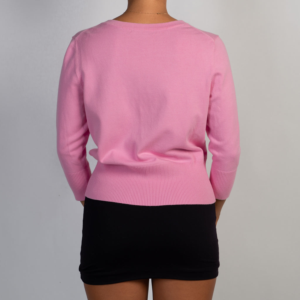 PINK 3/4 SLEEVE CARDIGAN