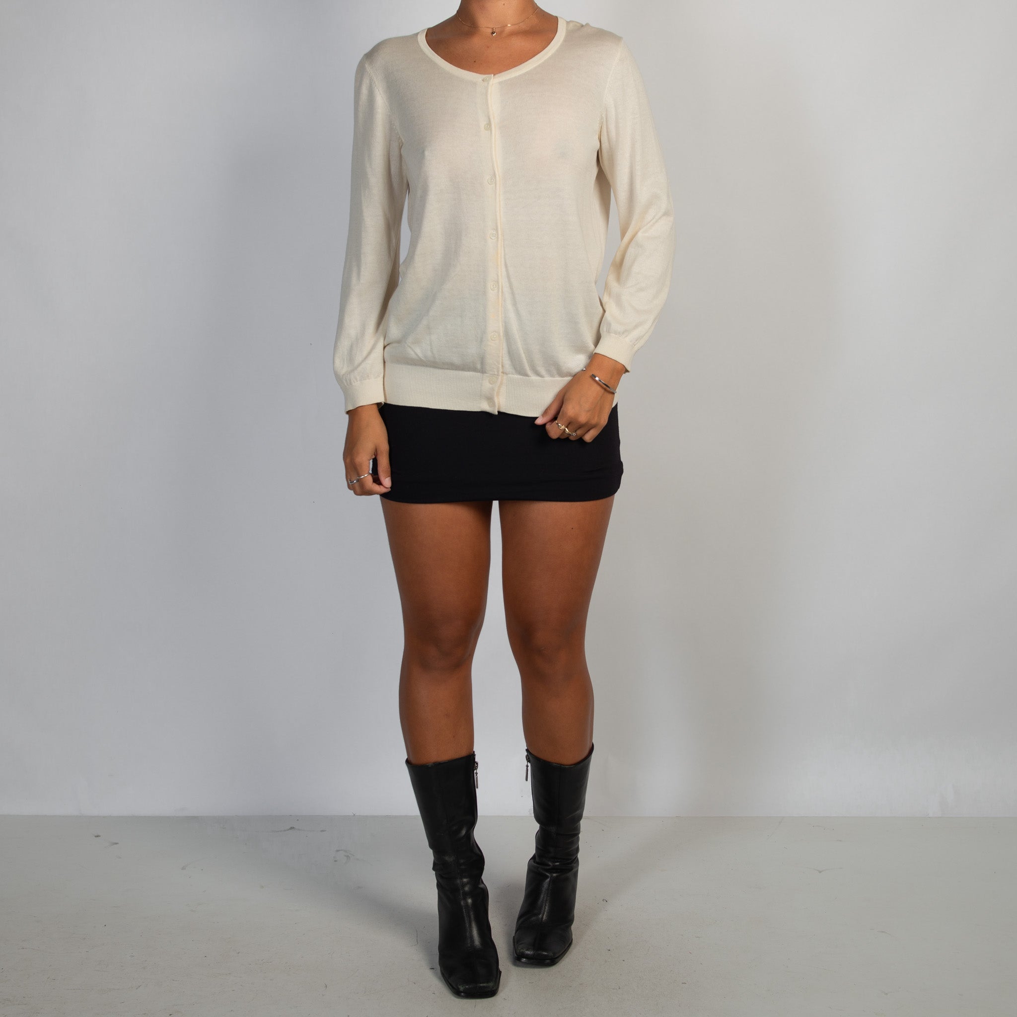 CREAM SILK KNIT CARDIGAN