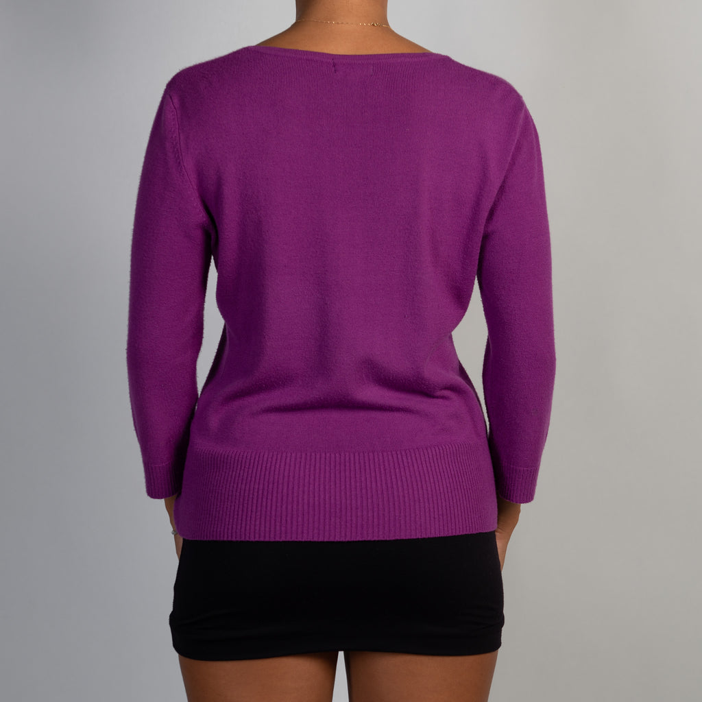 PURPLE 3/4 SLEEVE CARDIGAN